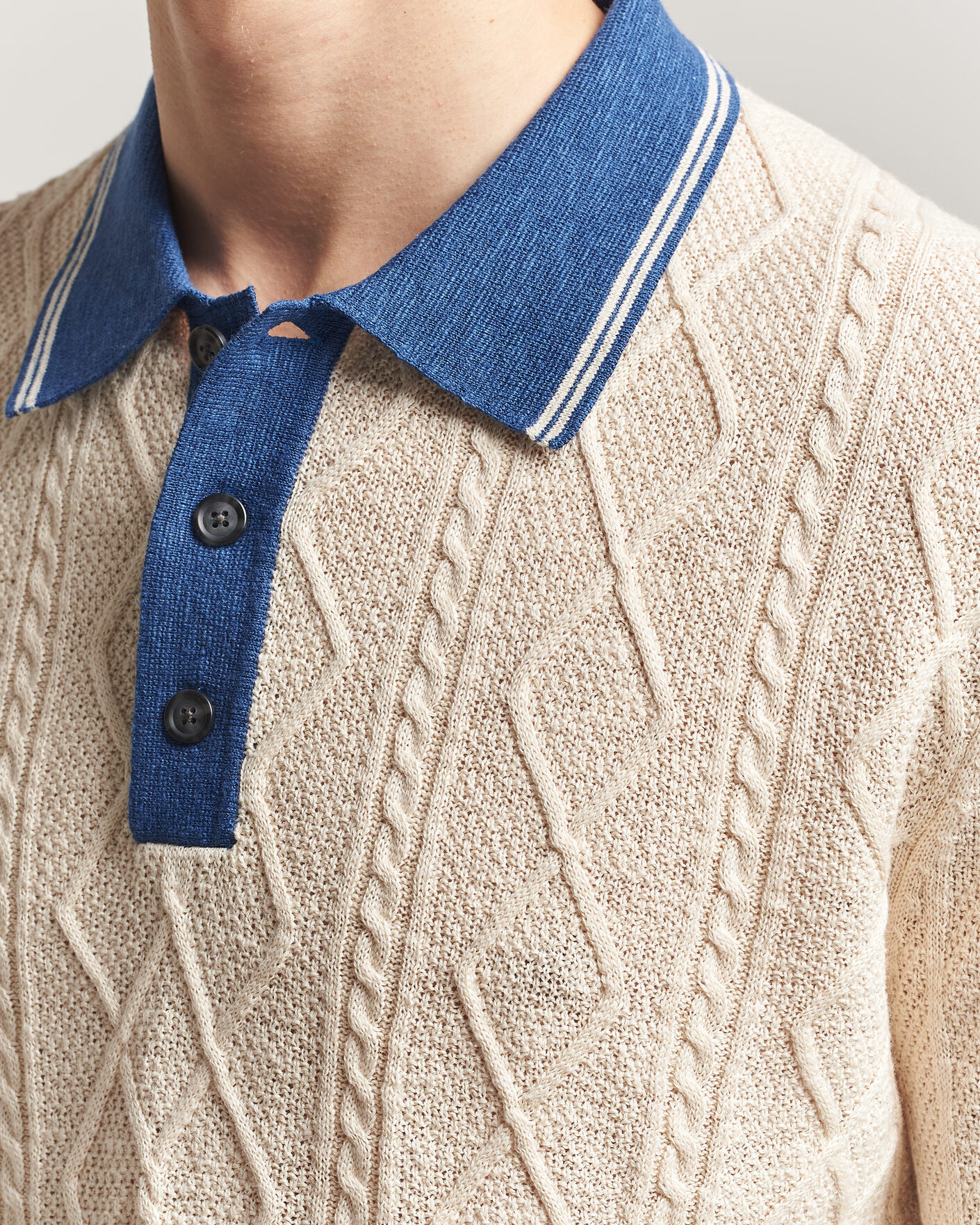 Hombres | Jerséis y prendas de punto | Gant | Linen/Cotton Knitted Polo Creamed White