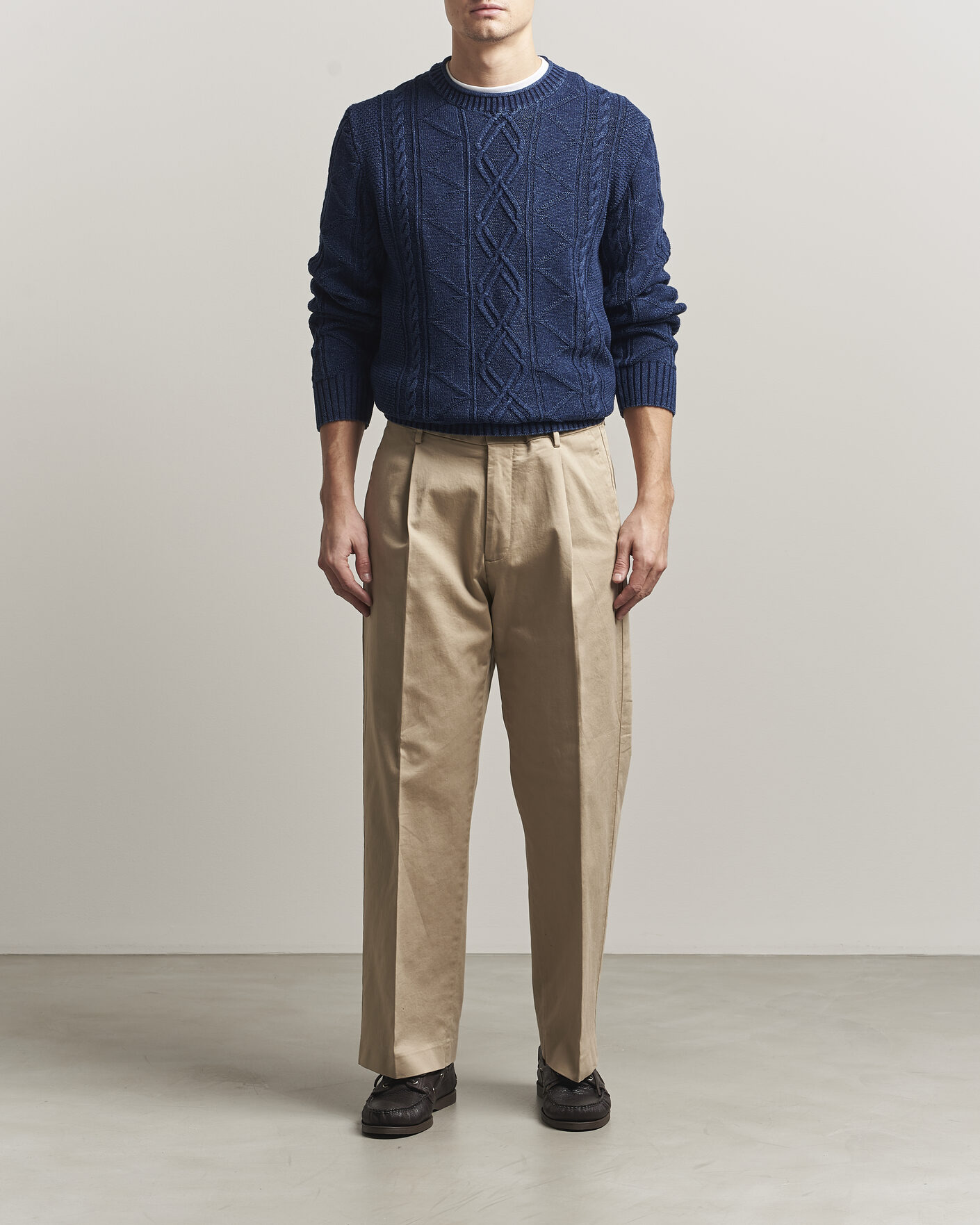 Hombres | Jerséis y prendas de punto | Gant | Indigo Aran Knitted Sweater Rich Navy