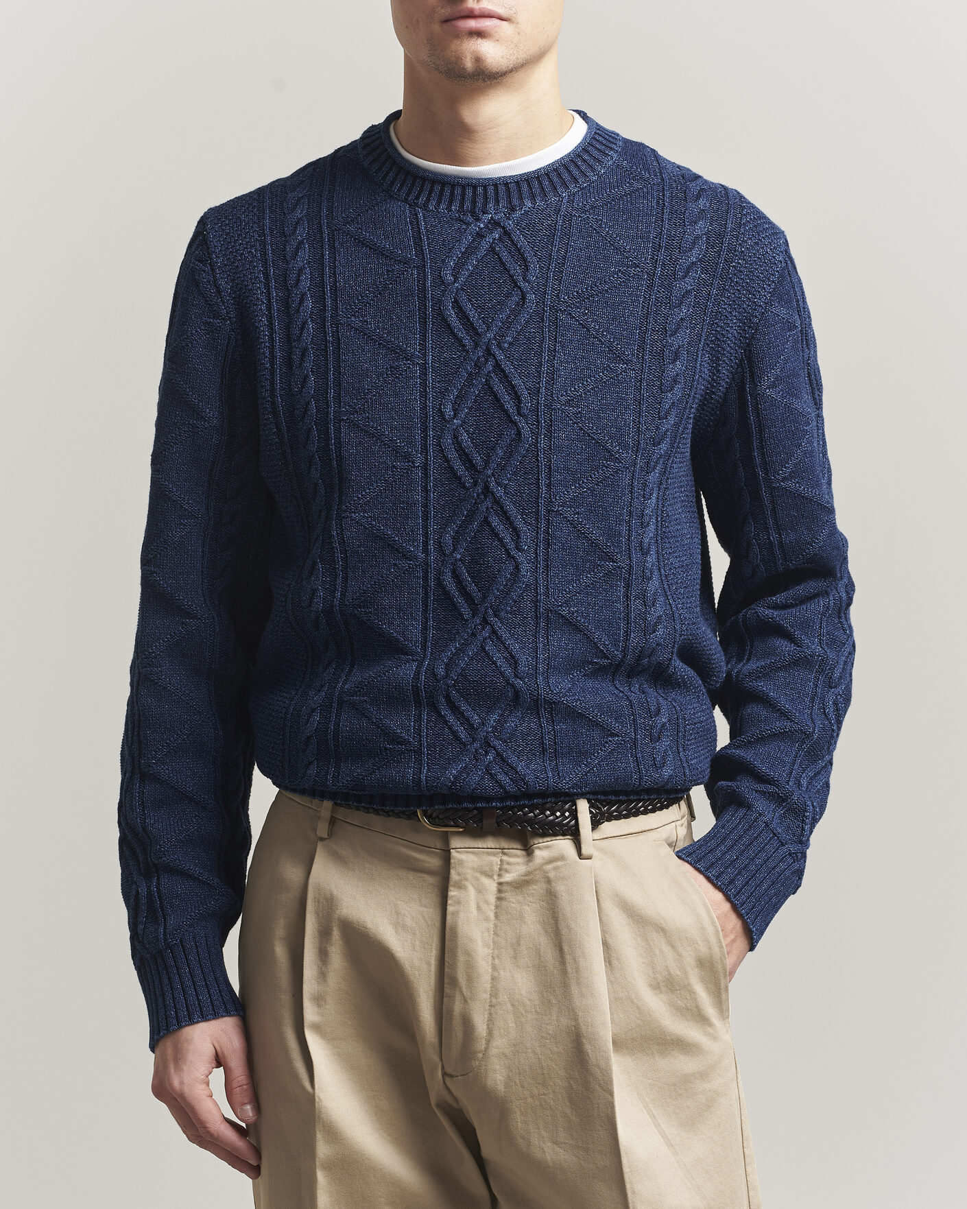 Hombres | Jerséis y prendas de punto | Gant | Indigo Aran Knitted Sweater Rich Navy