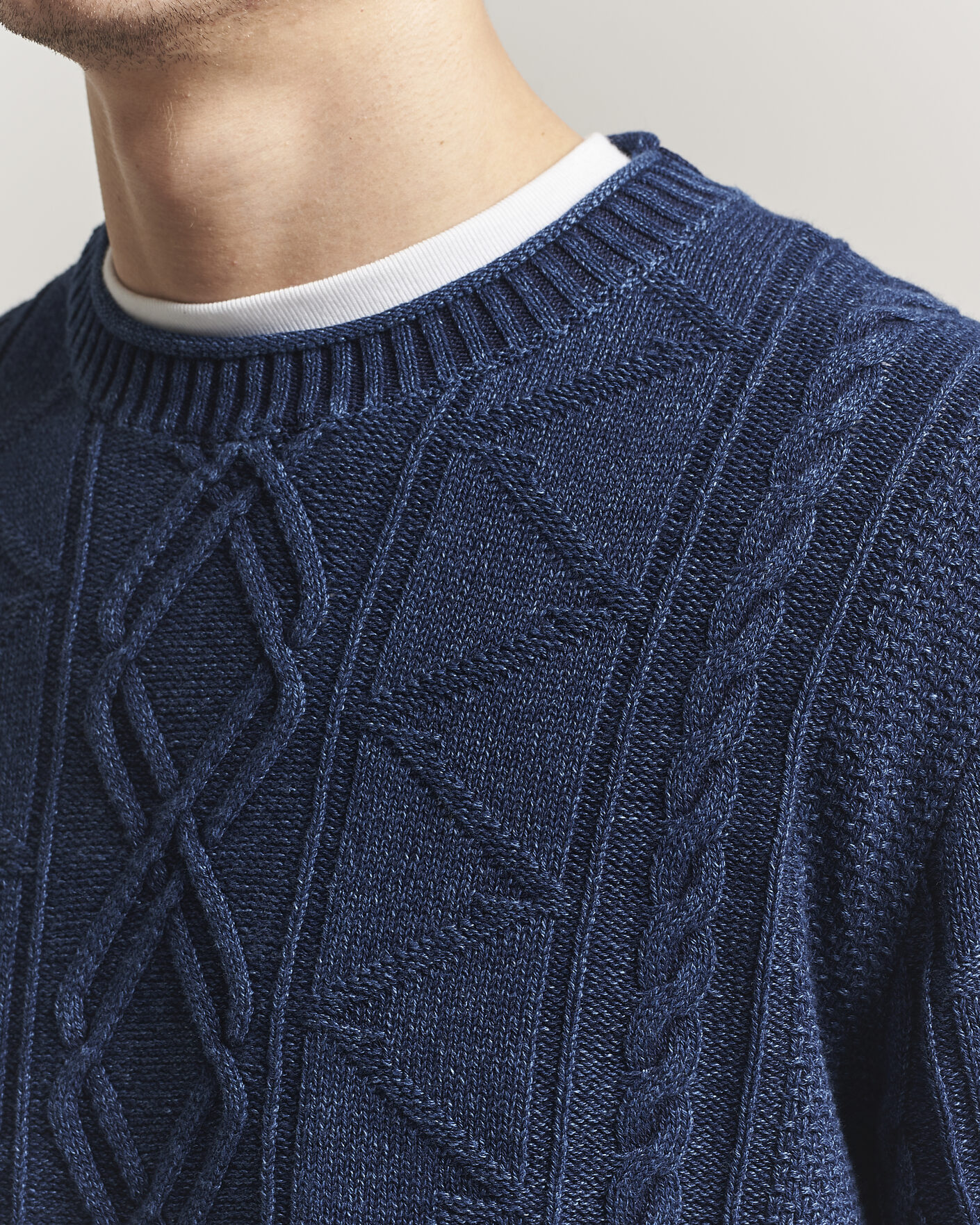 Hombres | Jerséis y prendas de punto | Gant | Indigo Aran Knitted Sweater Rich Navy