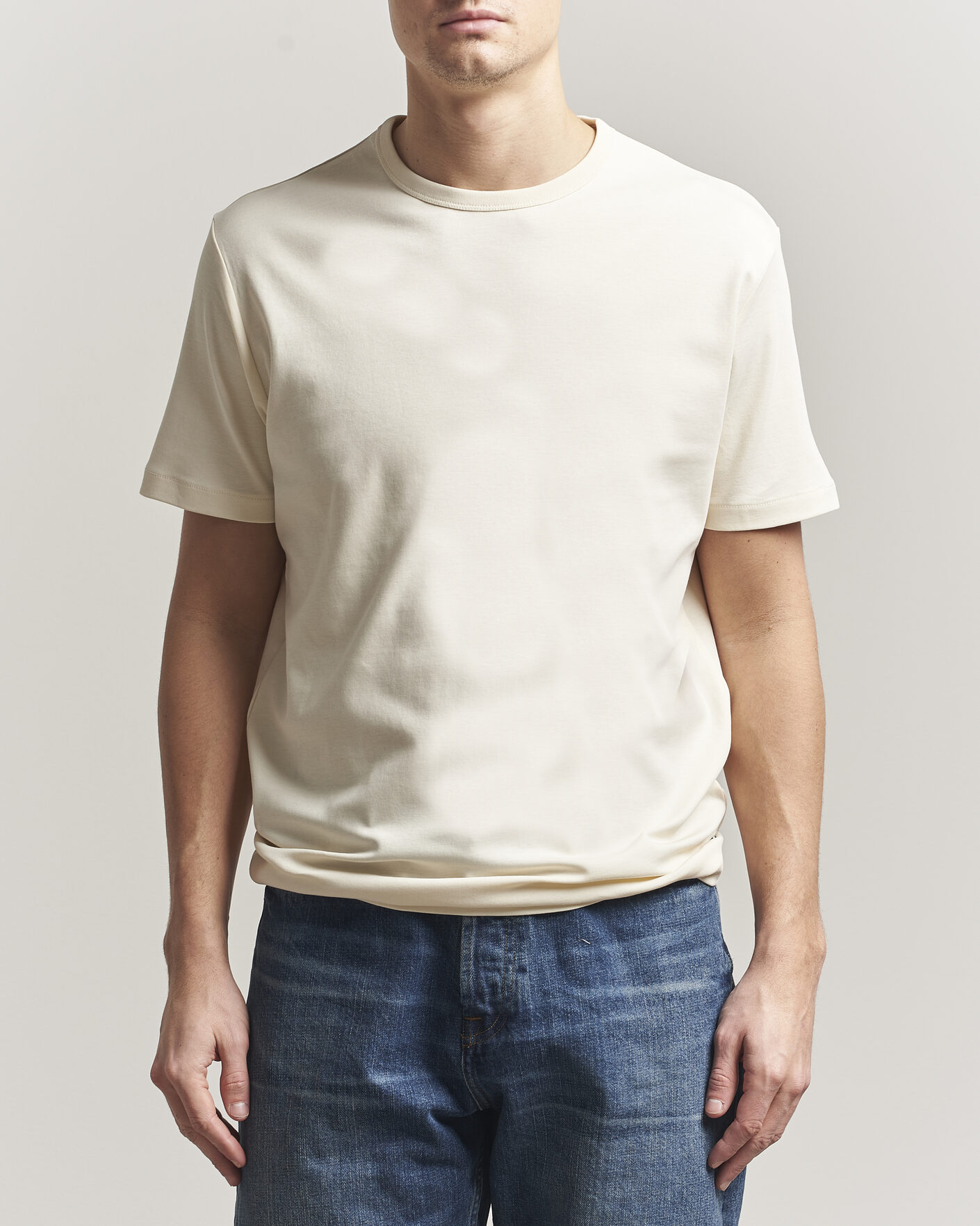 Hombres | Camisetas | Gant | Interlock Crew Neck T-Shirt Creamed White