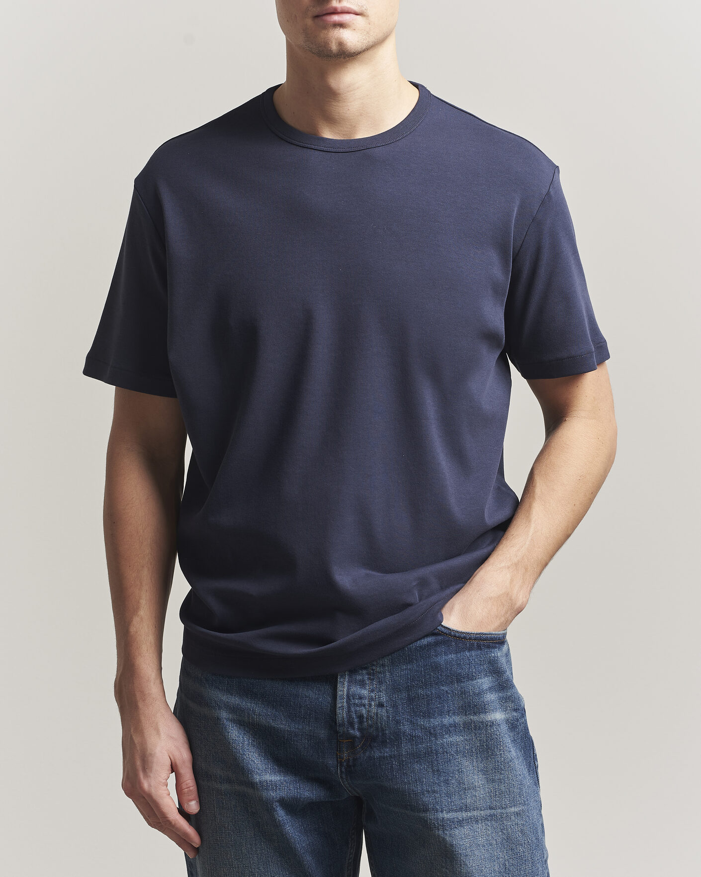 Hombres | Camisetas | Gant | Interlock Crew Neck T-Shirt Evening Blue