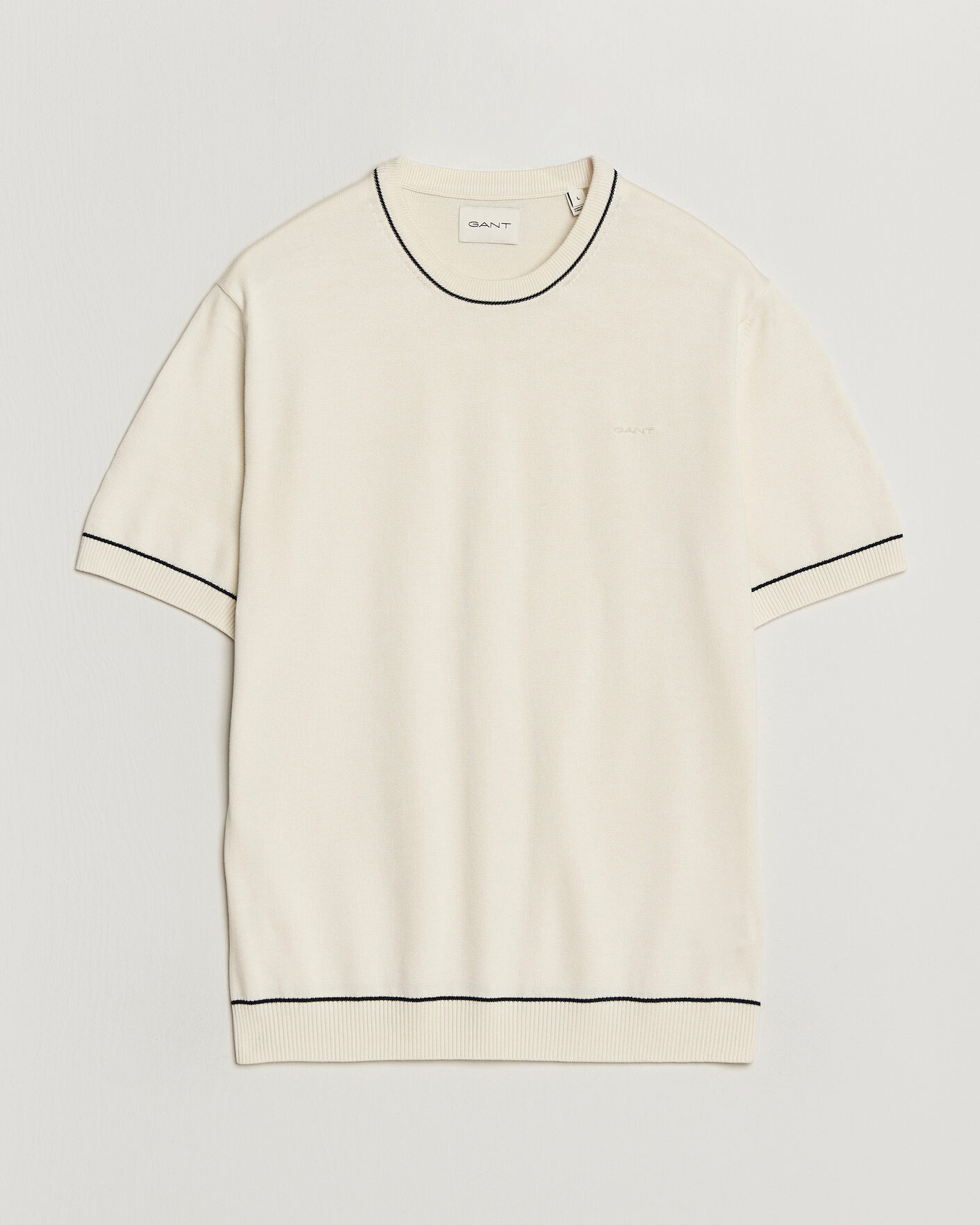 Hombres | Camisetas | Gant | Cotton/Model Knitted T-Shirt Cream