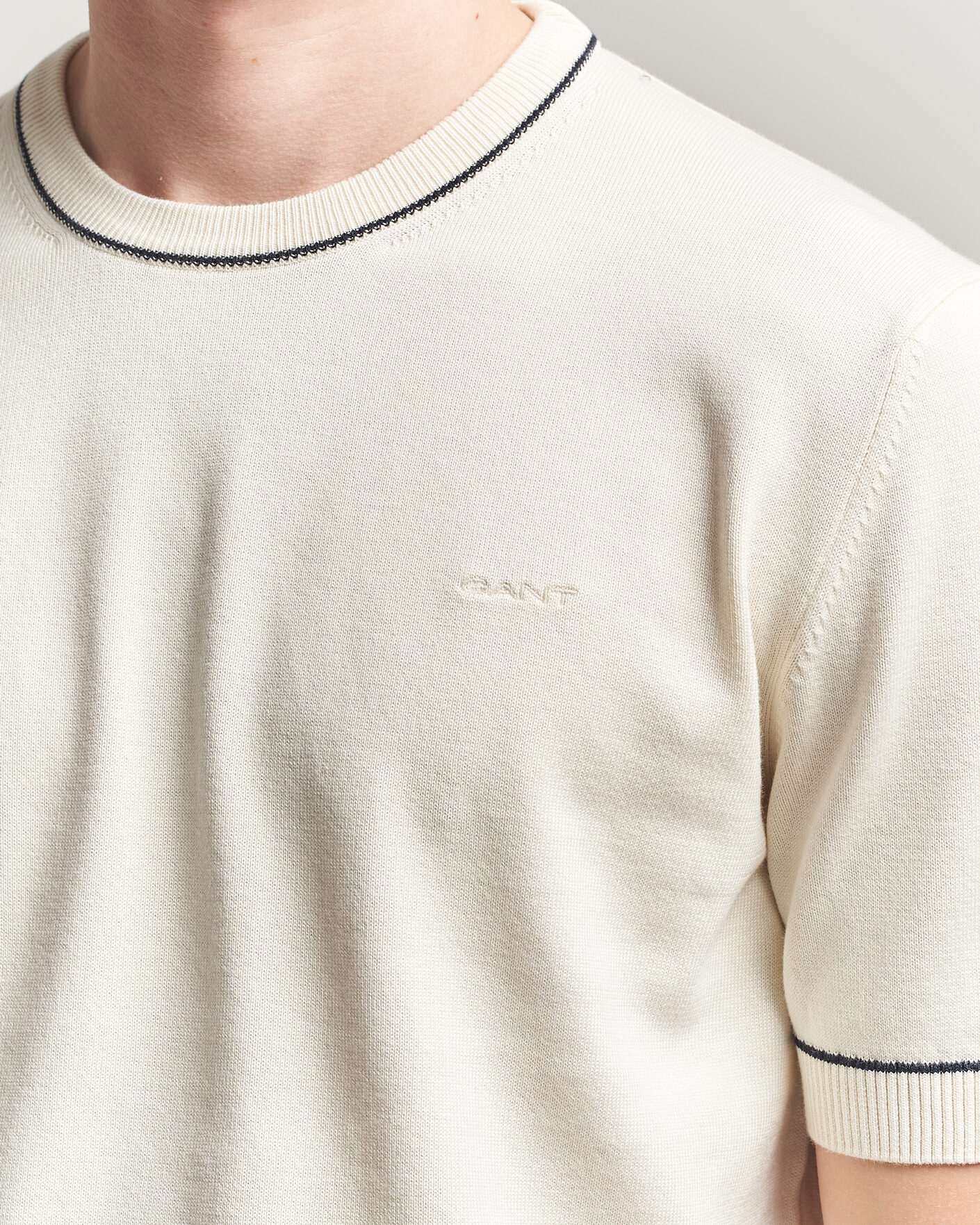 Hombres | Camisetas | Gant | Cotton/Model Knitted T-Shirt Cream