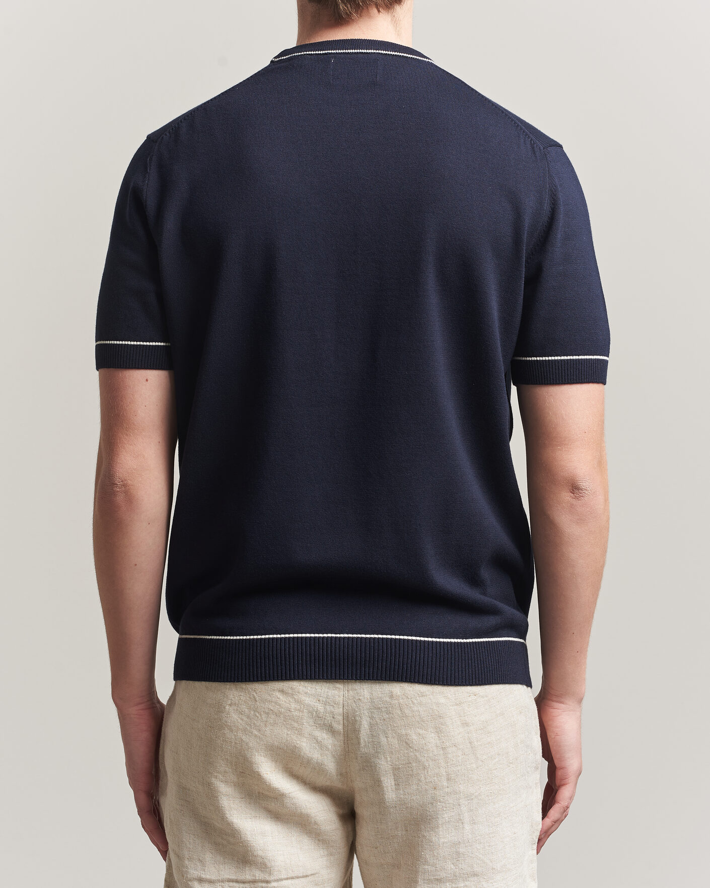 Hombres | Camisetas | GANT | Cotton/Model Knitted T-Shirt Evening Blue