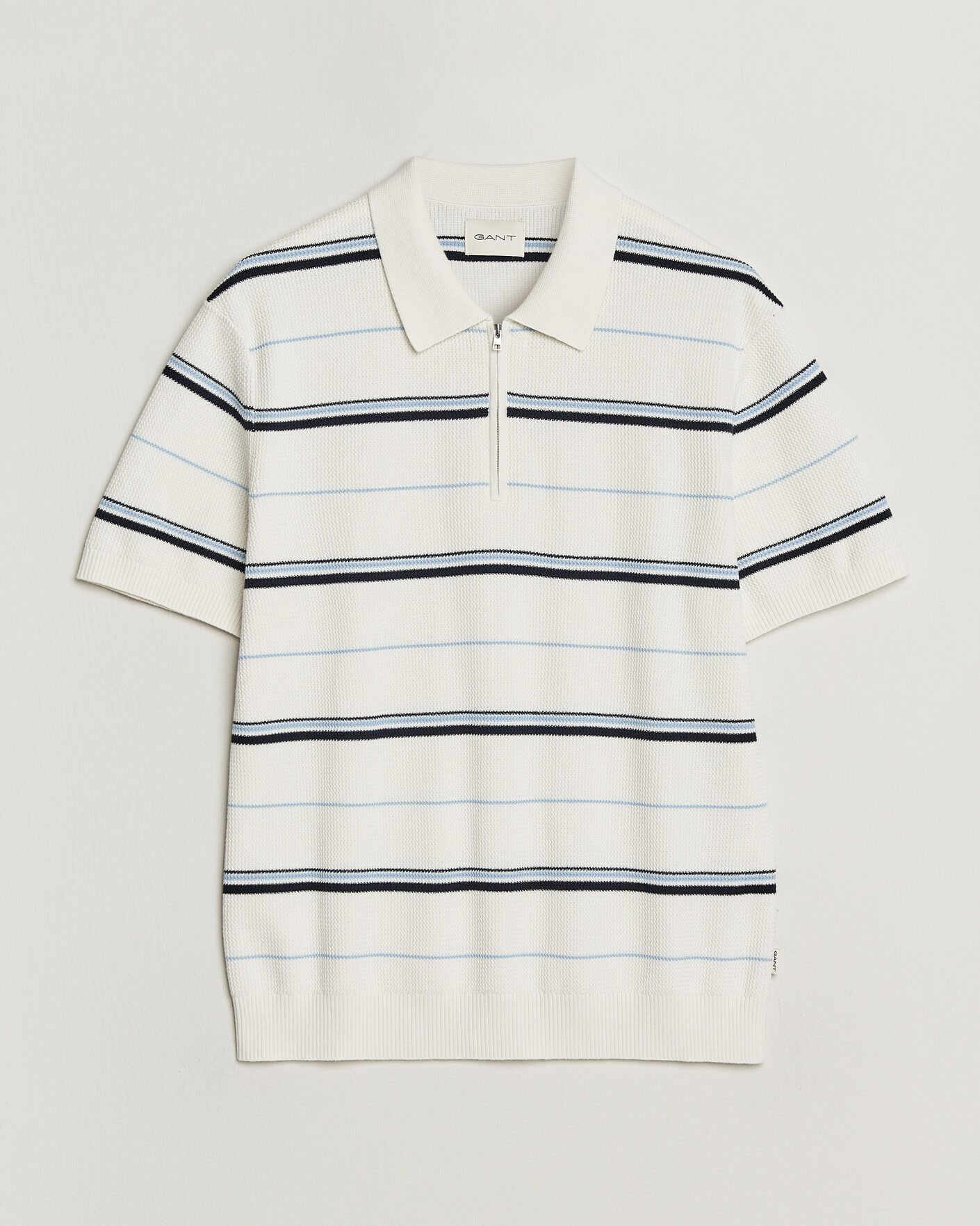 Hombres | Polos | Gant | Striped Knitted Polo Eggshell