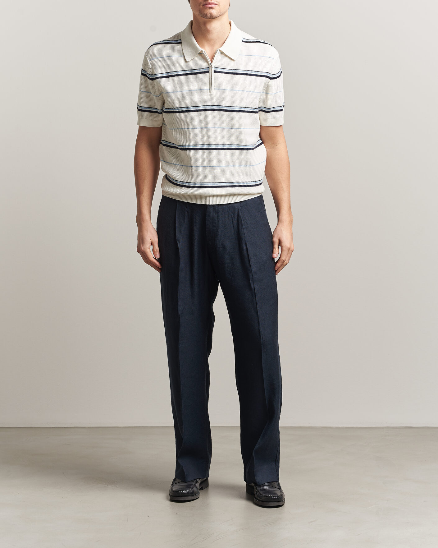 Hombres | Polos | GANT | Striped Knitted Polo Eggshell