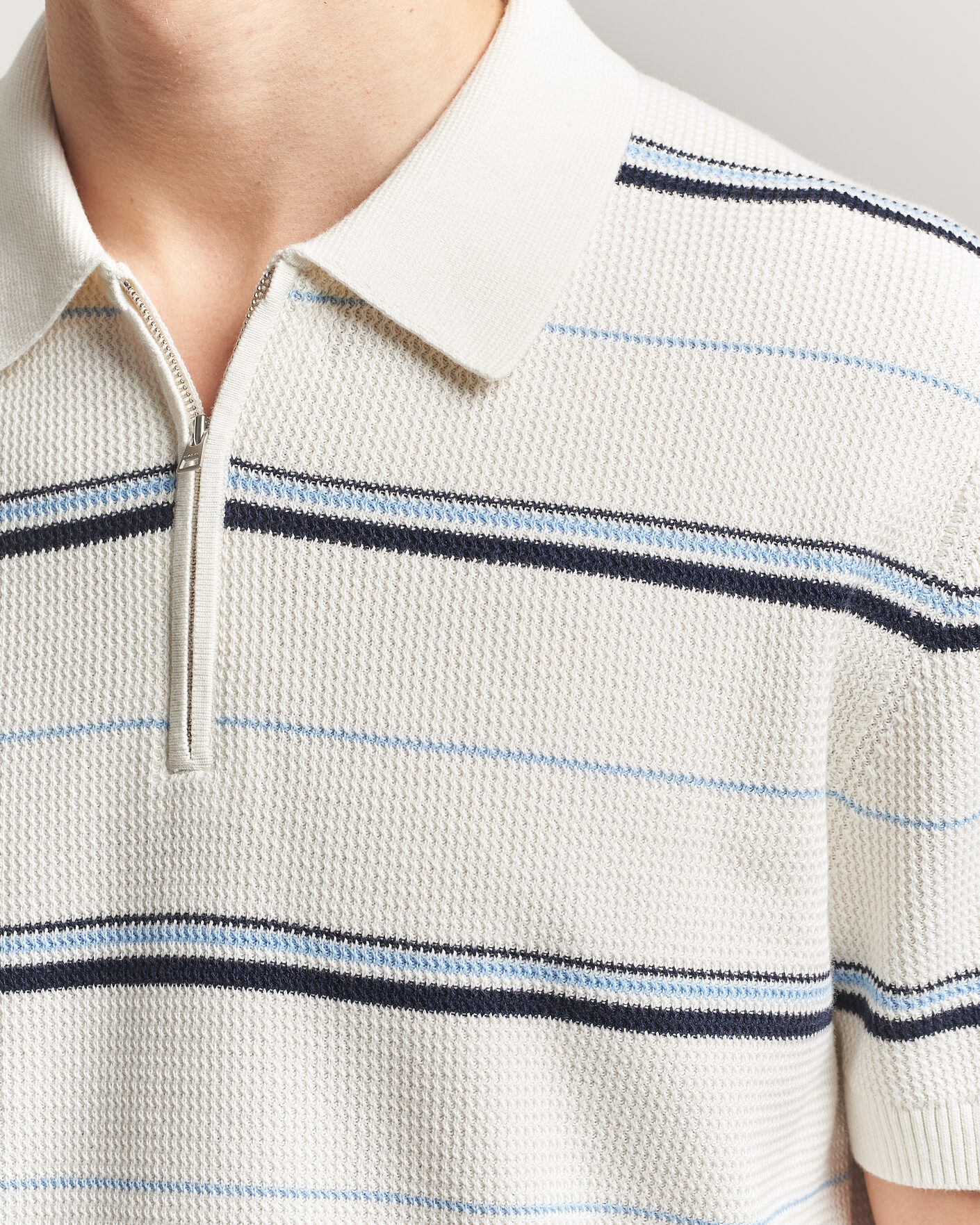 Hombres | Polos | GANT | Striped Knitted Polo Eggshell