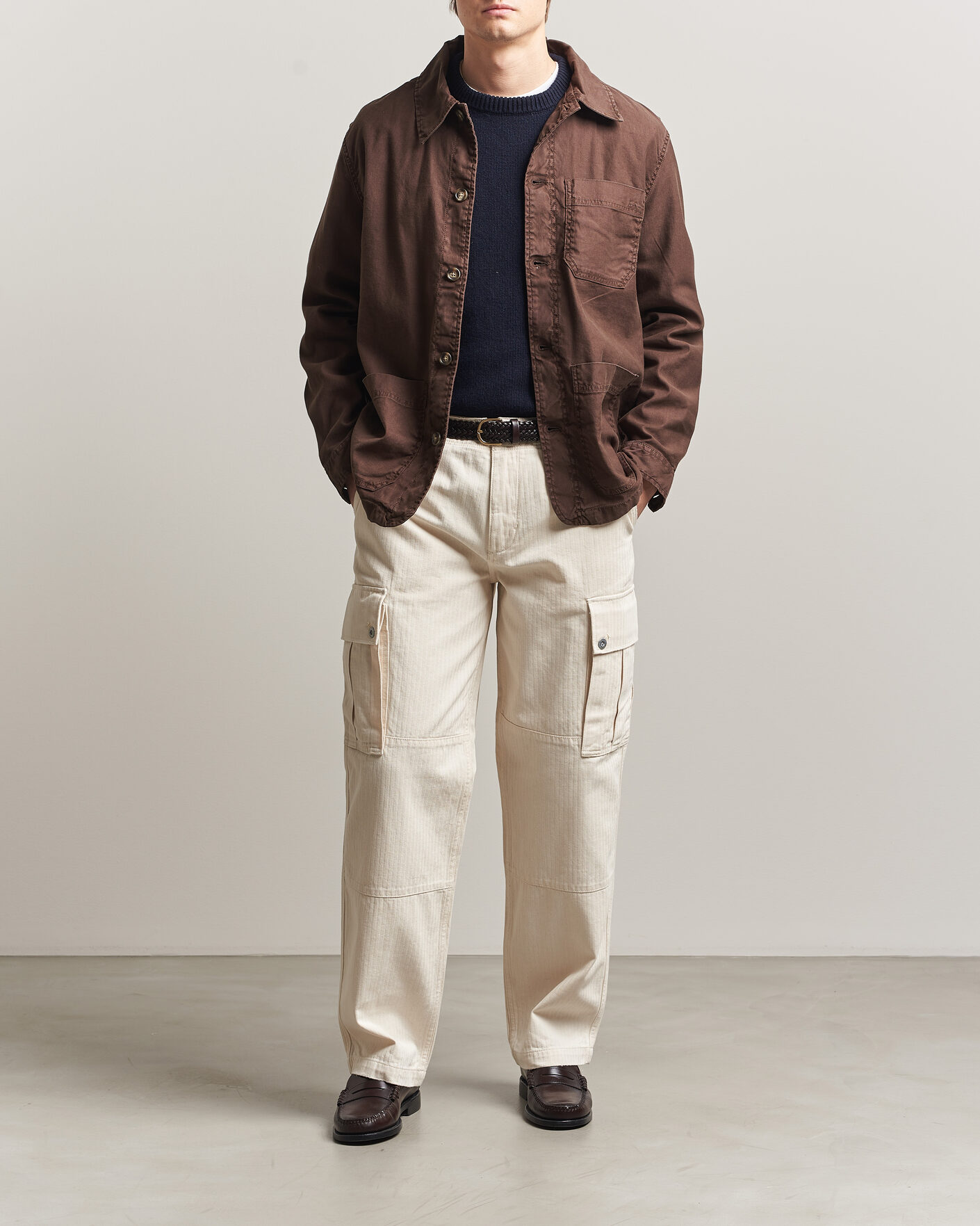 Hombres | Pantalones | Gant | Relaxed Fit Herringbone Cargo Pants Creamed White