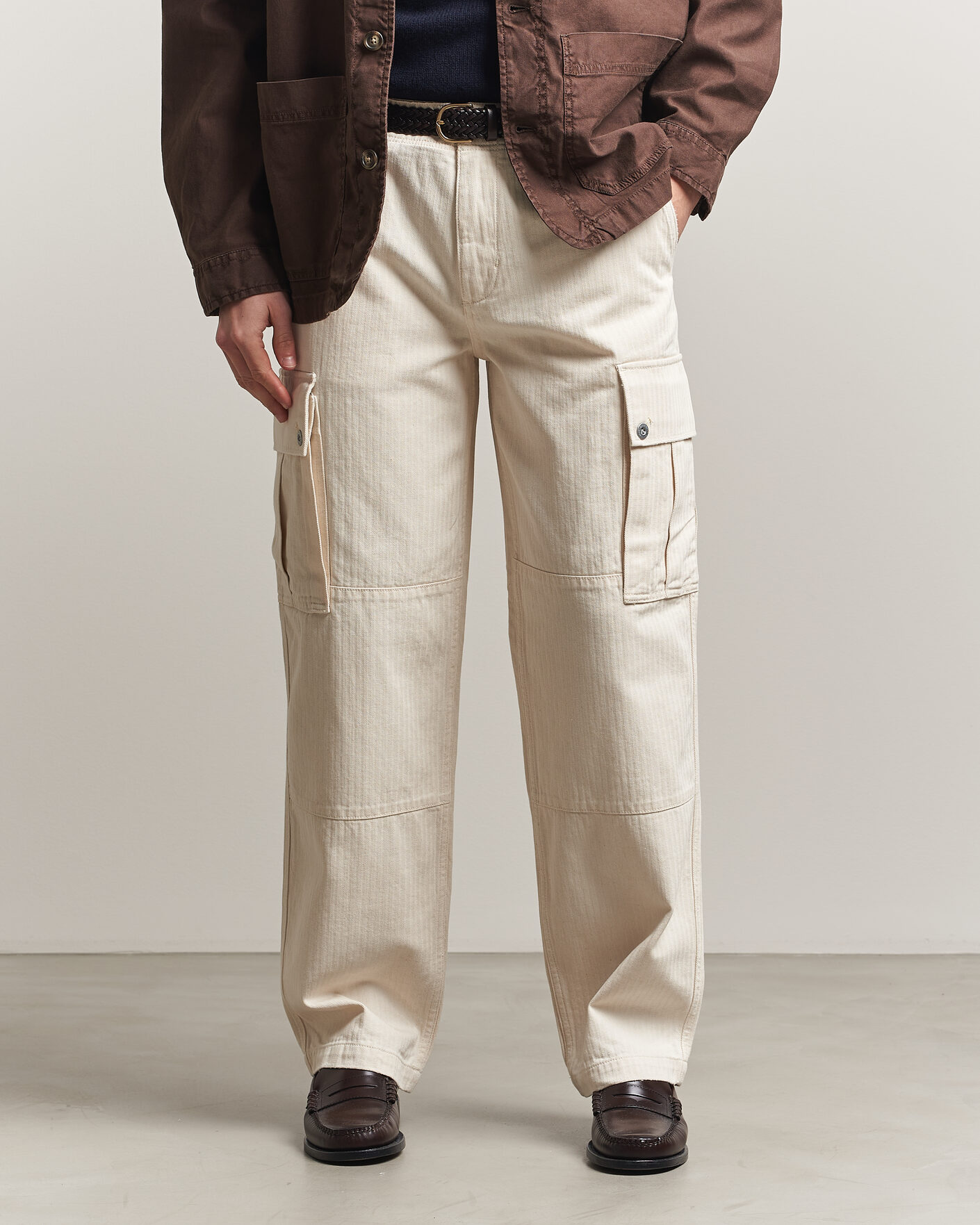 Hombres | Pantalones | Gant | Relaxed Fit Herringbone Cargo Pants Creamed White