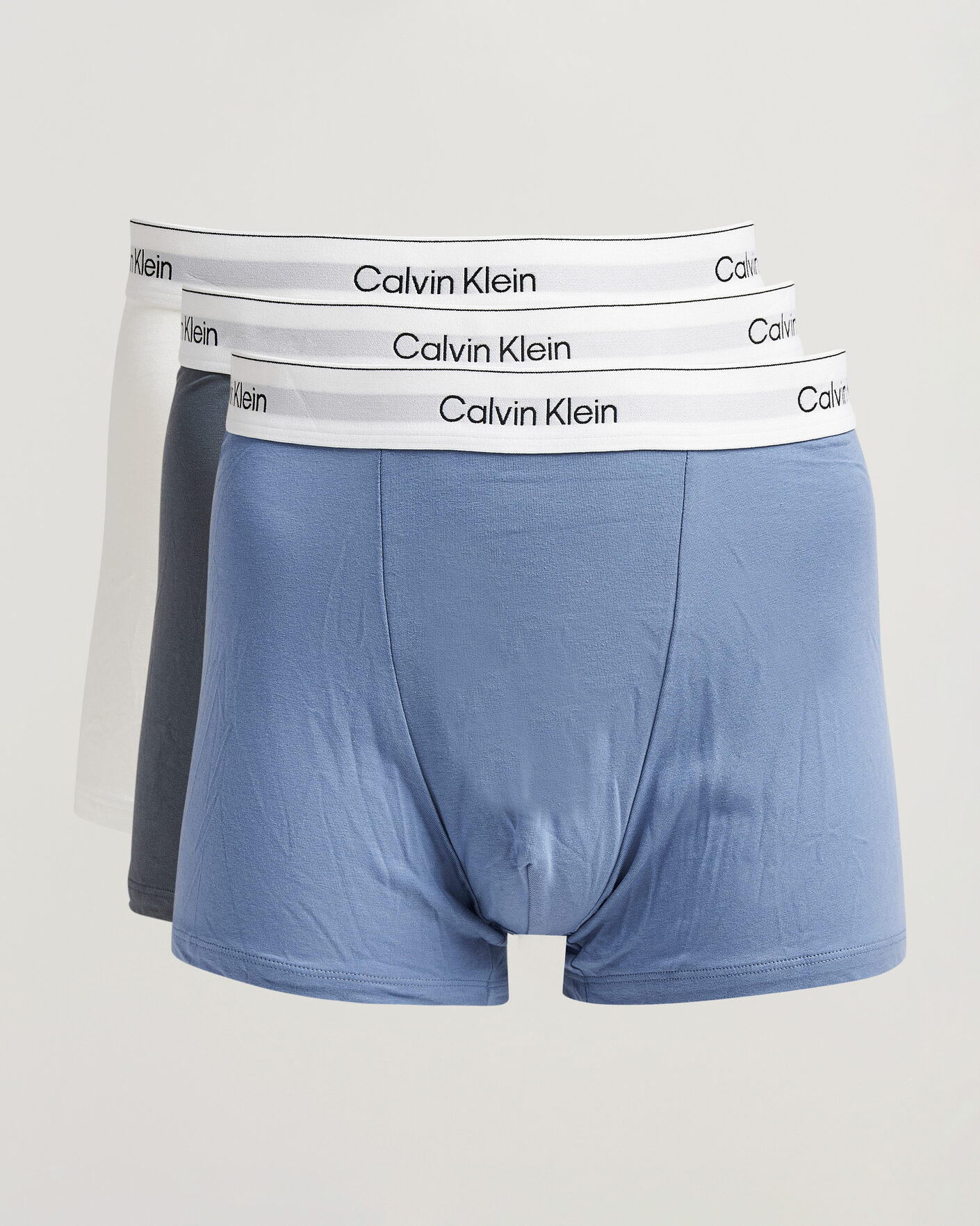 Hombres | Ropa interior y calcetines | Calvin Klein | 3-Pack Icon Cotton Stretch Relaxed Trunk Grey/Blue/White