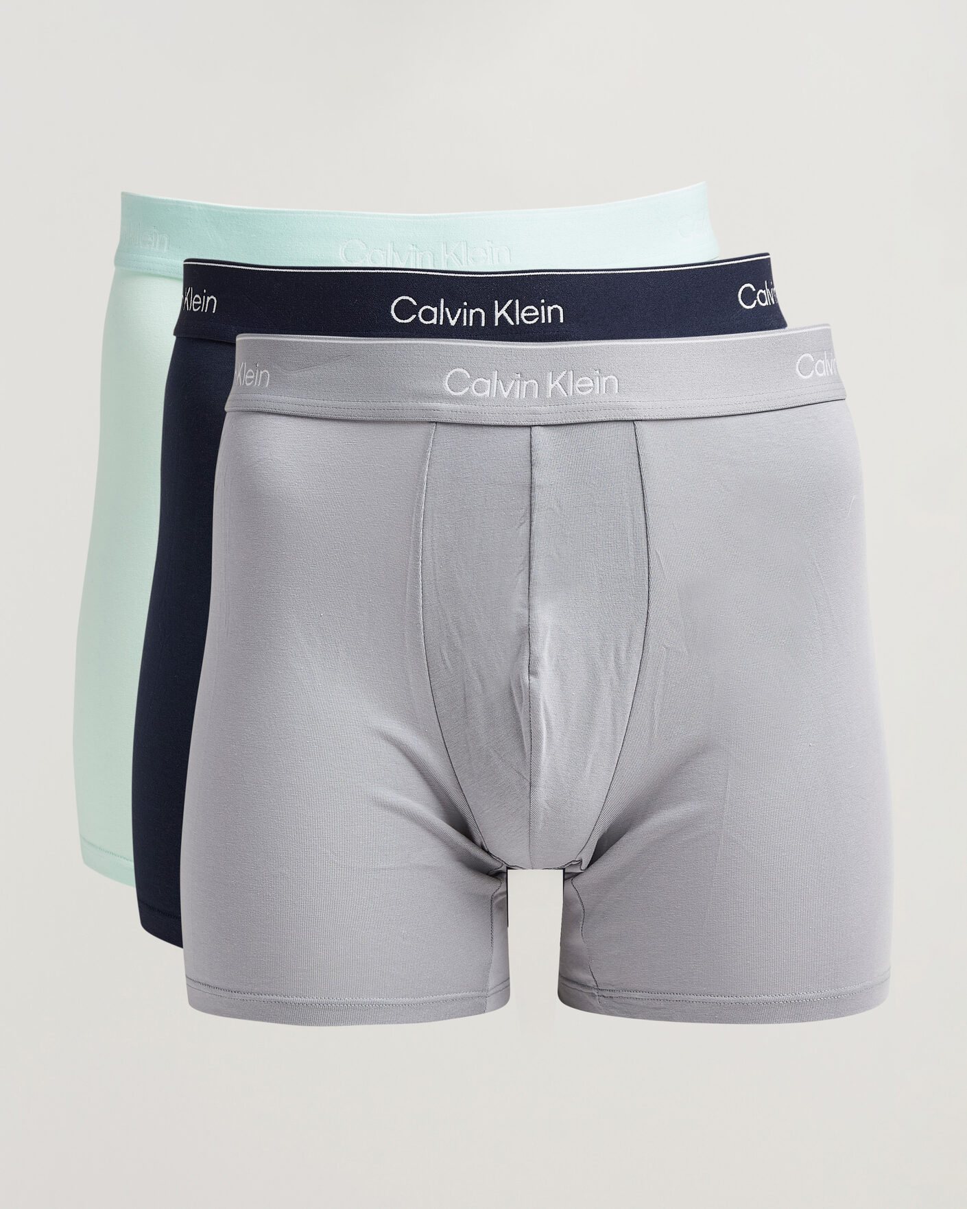 Hombres | Ropa interior y calcetines | Calvin Klein | 3-Pack Icon Cotton Stretch Boxer Brief Black/Grey/Green