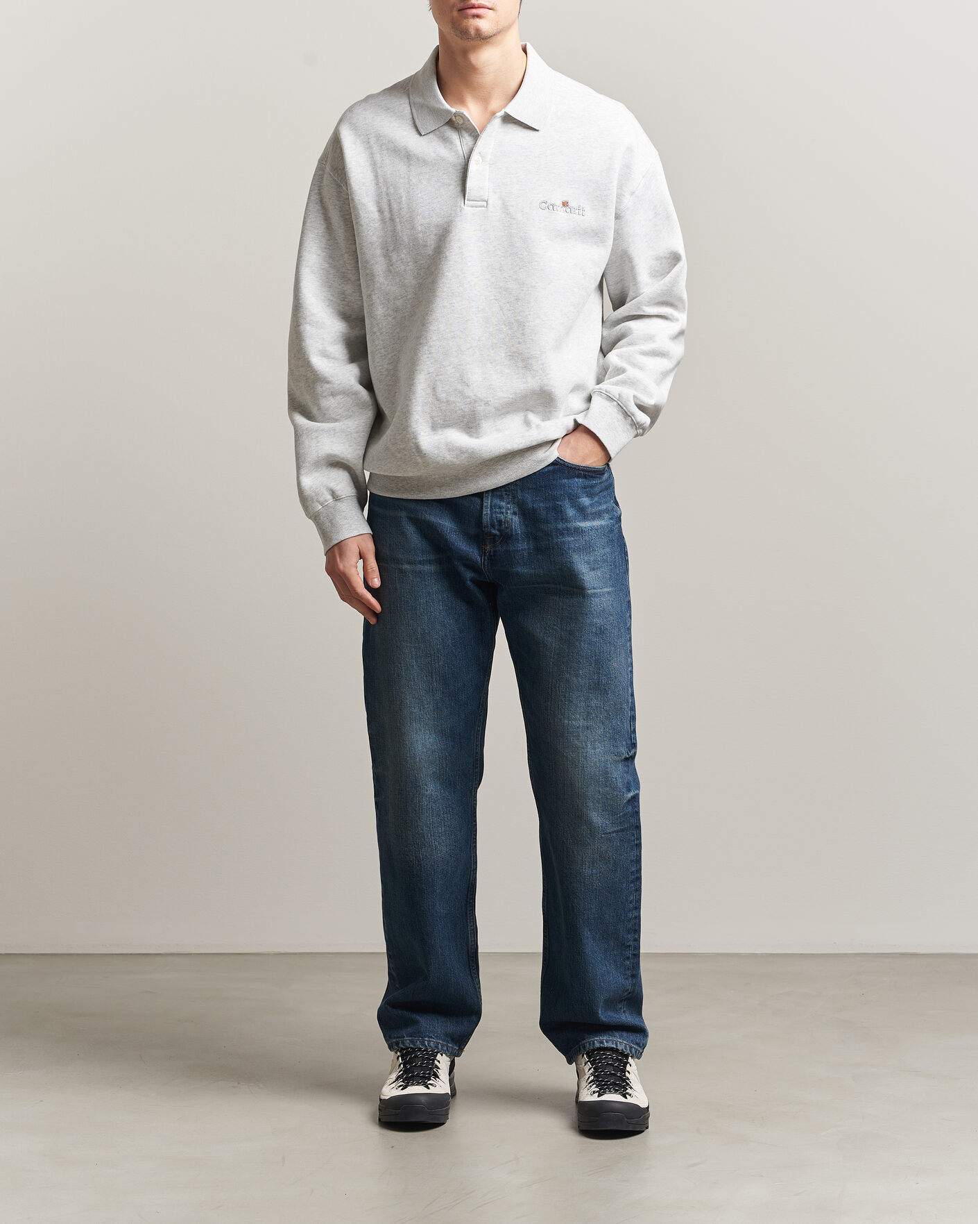 Hombres | Jerséis y prendas de punto | Carhartt WIP | WIP Label Polo Sweatshirt Ash Heather