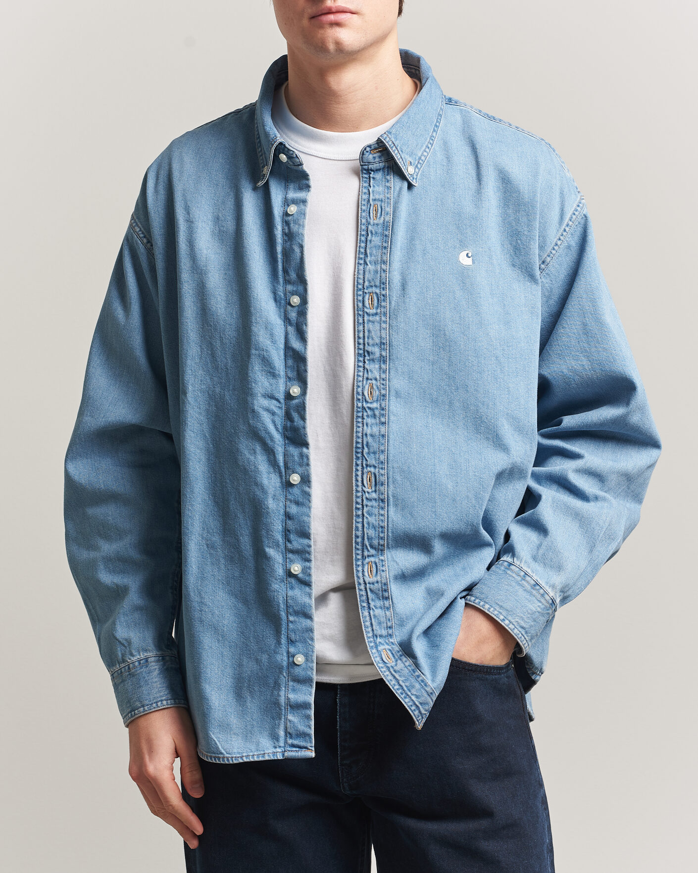 Hombres | Camisas | Carhartt WIP | Lucas Denim Shirt Blue Bleached