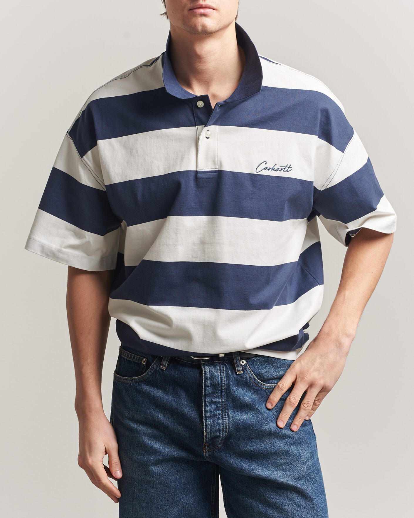 Hombres | Polos | Carhartt WIP | Delrey Polo Blue Stripe