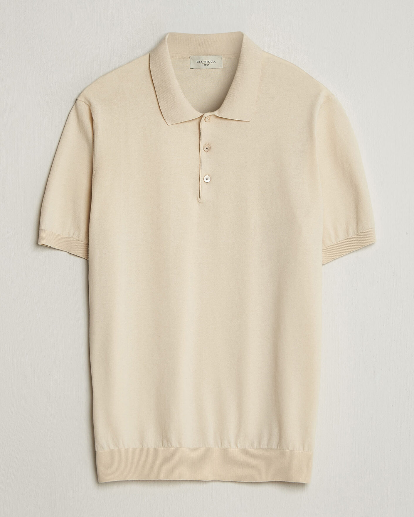 Hombres | Polos | Piacenza Cashmere | Short Sleeve Knitted Polo Off White