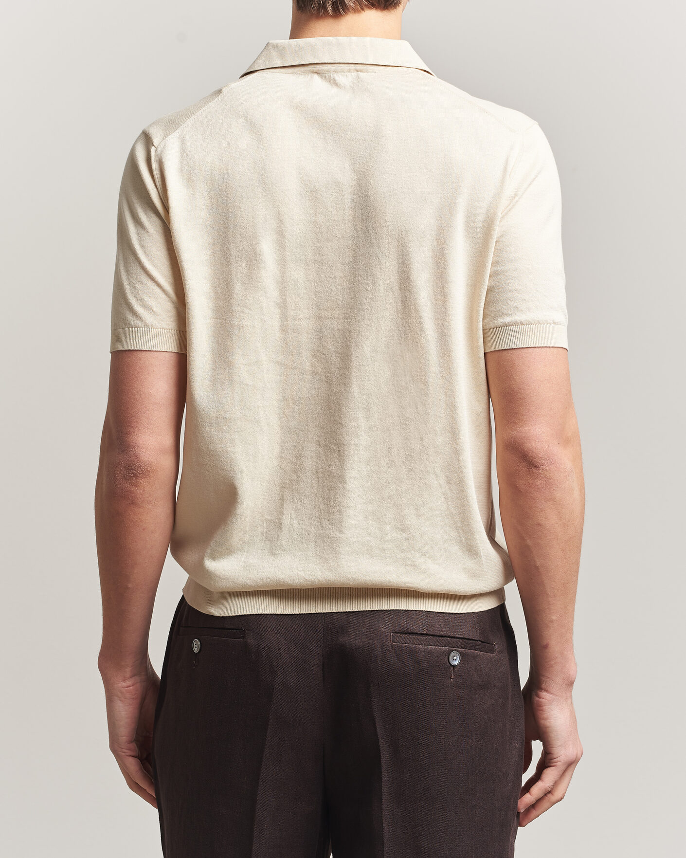 Hombres | Polos | Piacenza Cashmere | Short Sleeve Knitted Polo Off White