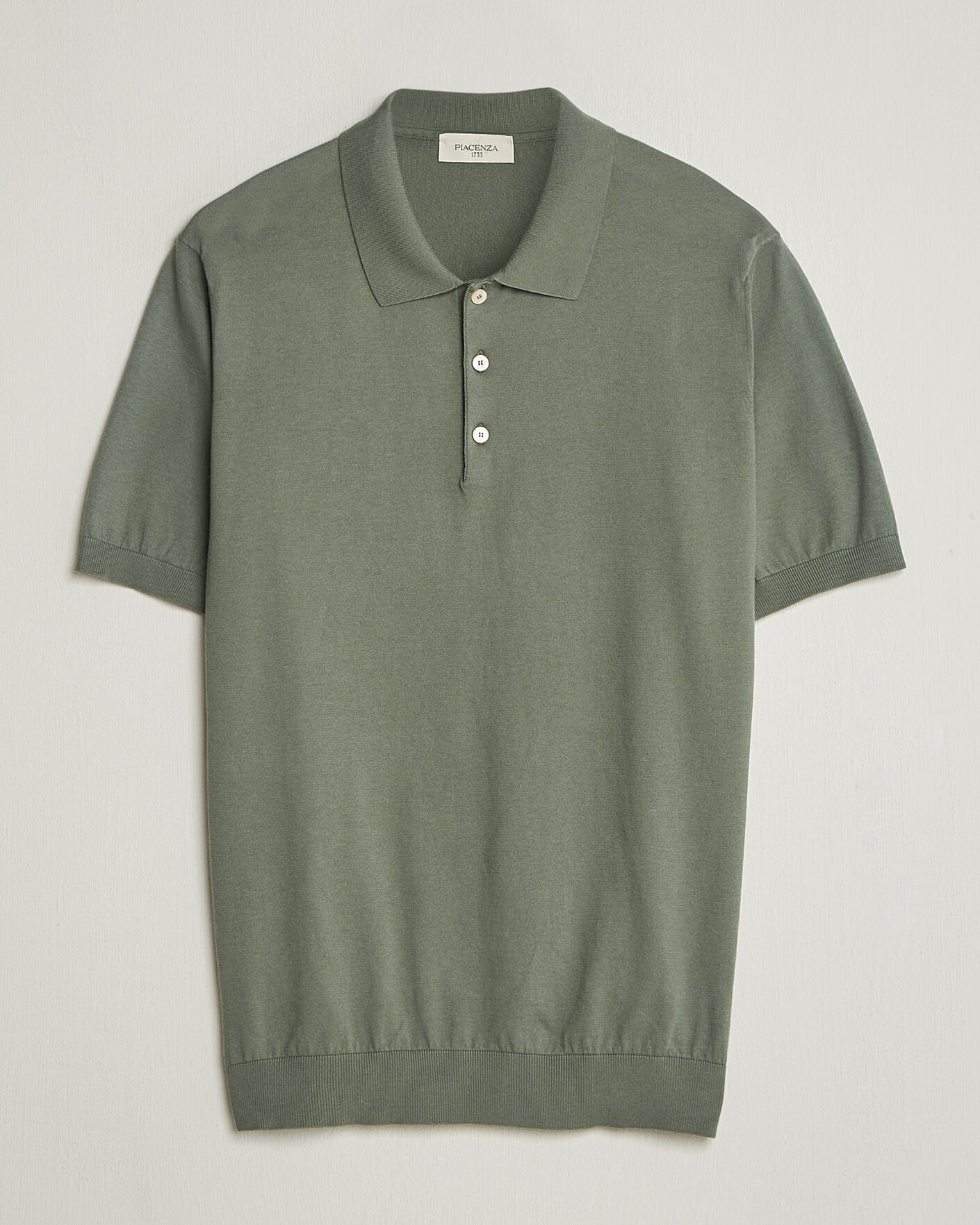 Hombres | Polos | Piacenza Cashmere | Short Sleeve Knitted Polo Sage