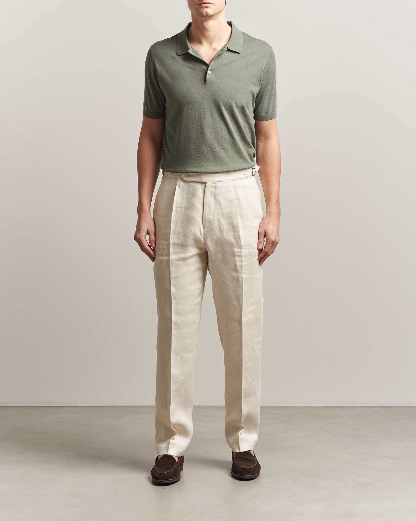Hombres | Polos | Piacenza Cashmere | Short Sleeve Knitted Polo Sage