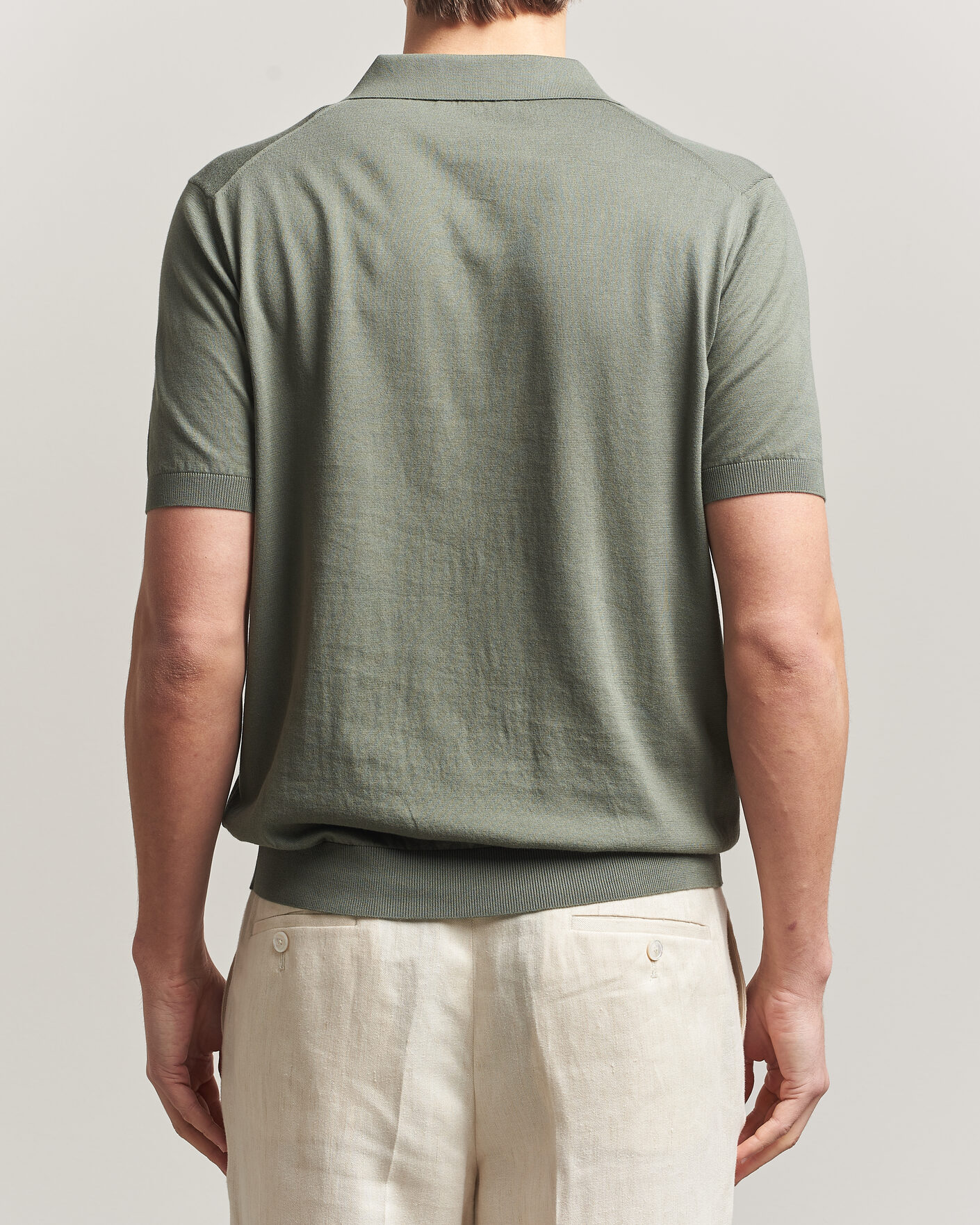 Hombres | Polos | Piacenza Cashmere | Short Sleeve Knitted Polo Sage
