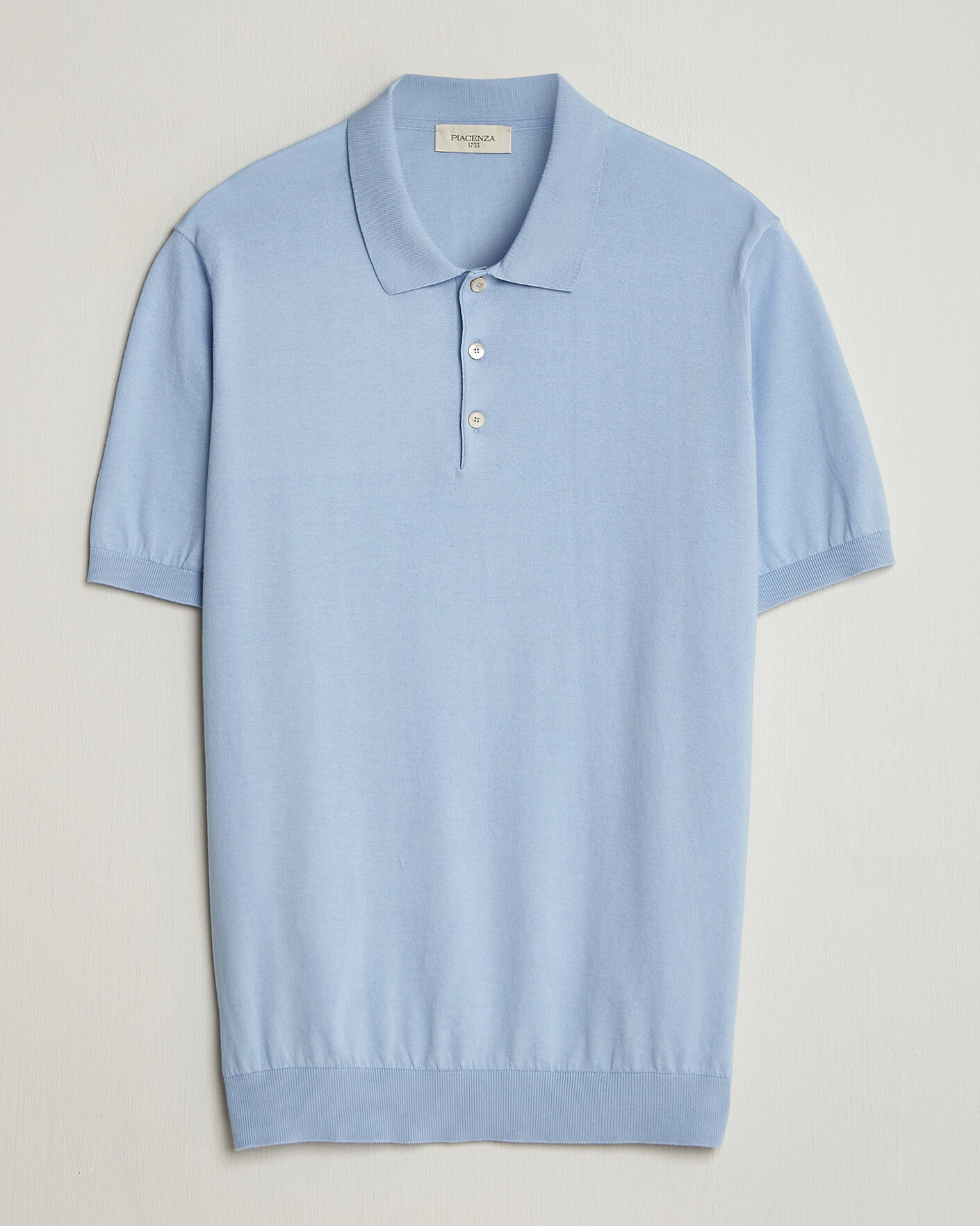 Hombres | Polos | Piacenza Cashmere | Short Sleeve Knitted Polo Light Blue