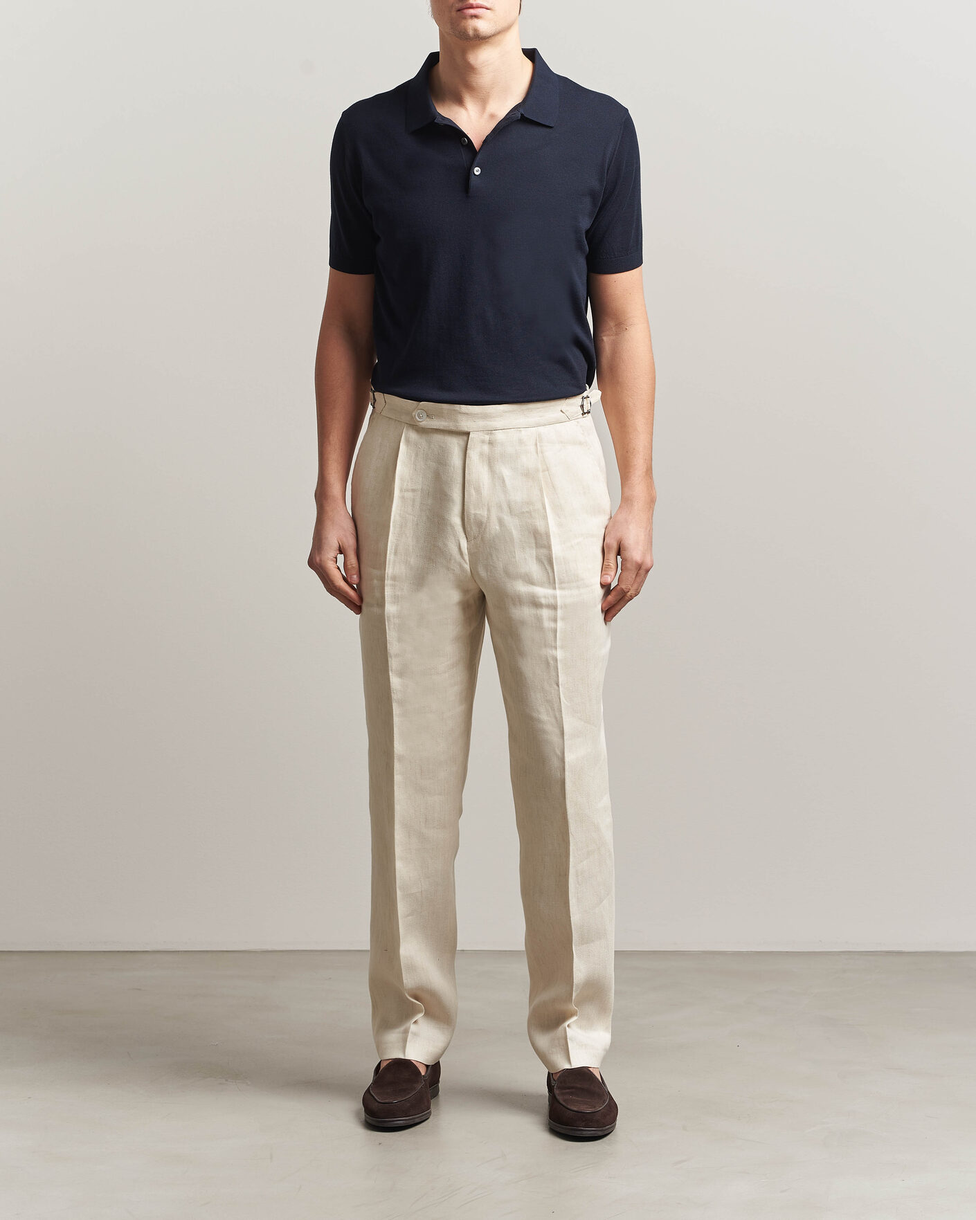 Hombres | Polos | Piacenza Cashmere | Short Sleeve Knitted Polo Navy
