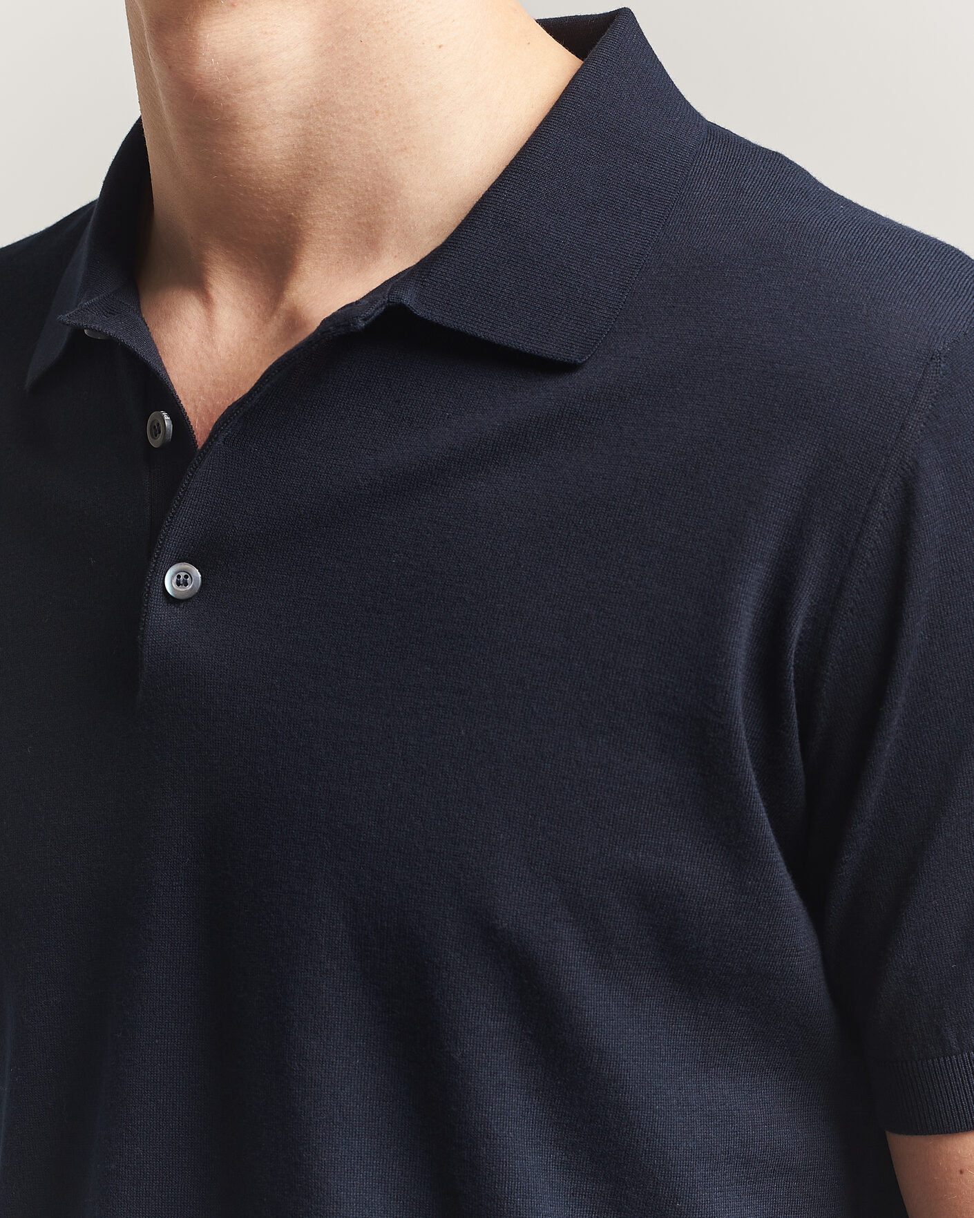 Hombres | Polos | Piacenza Cashmere | Short Sleeve Knitted Polo Navy