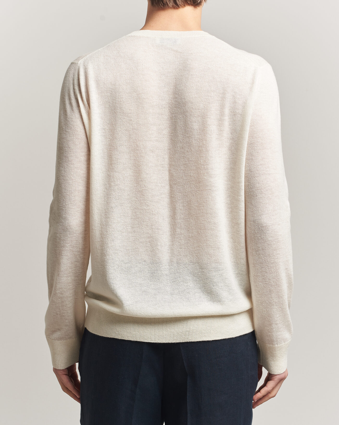 Hombres | Jerséis y prendas de punto | Piacenza Cashmere | Soft Silk/Cashmere Crew Neck Off White