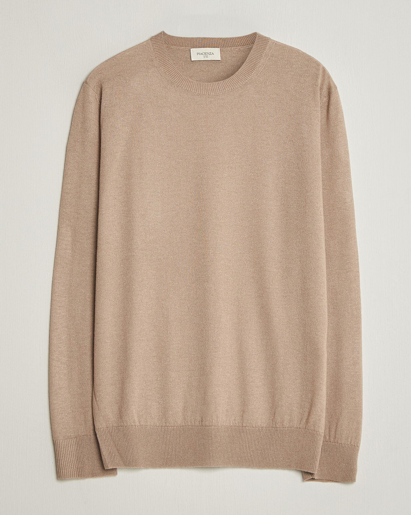 Hombres | Jerséis y prendas de punto | Piacenza Cashmere | Soft Silk/Cashmere Crew Neck Beige