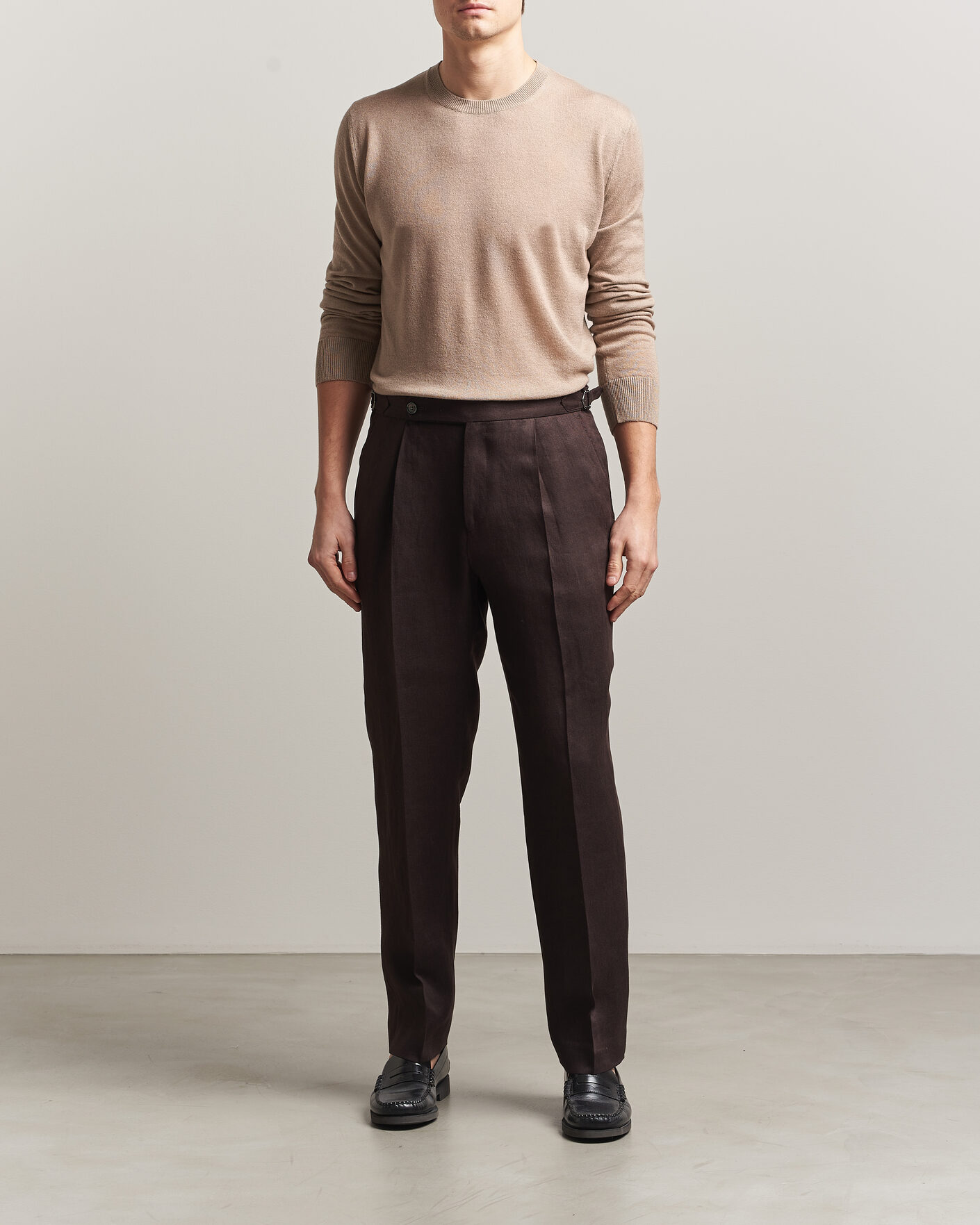 Hombres | Jerséis y prendas de punto | Piacenza Cashmere | Soft Silk/Cashmere Crew Neck Beige