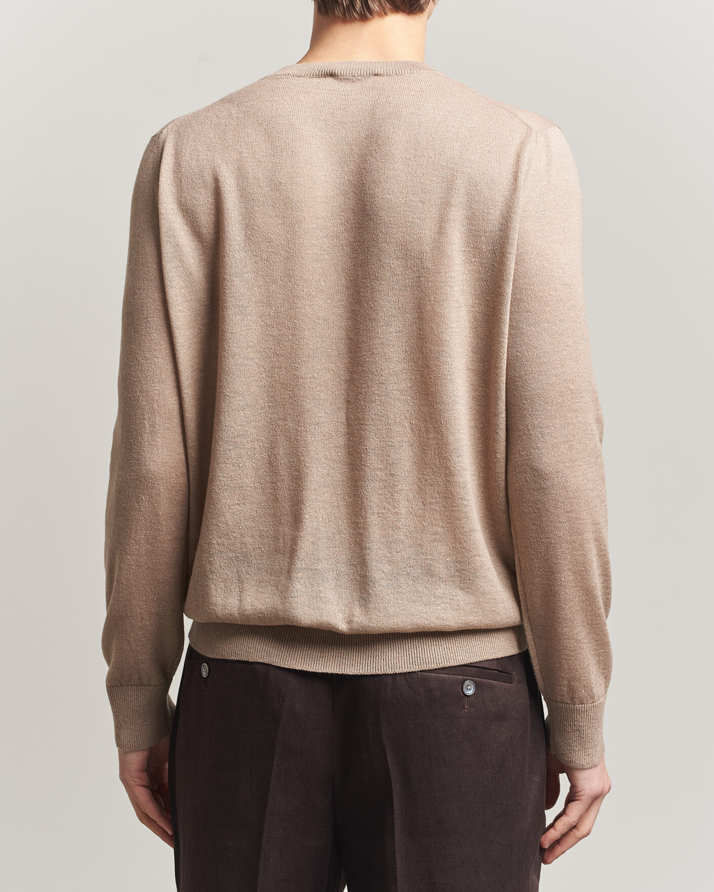 Hombres | Jerséis y prendas de punto | Piacenza Cashmere | Soft Silk/Cashmere Crew Neck Beige