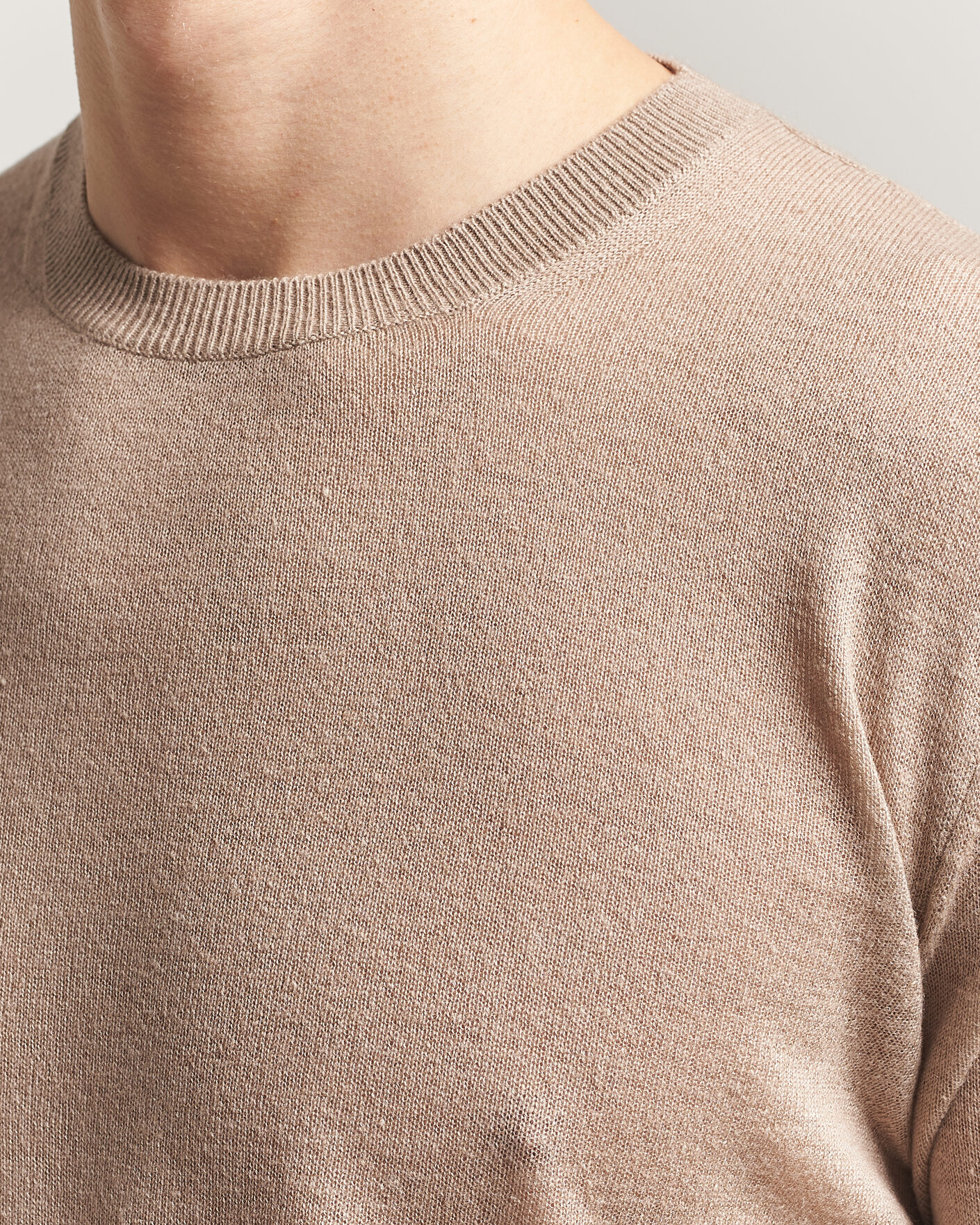 Hombres | Jerséis y prendas de punto | Piacenza Cashmere | Soft Silk/Cashmere Crew Neck Beige