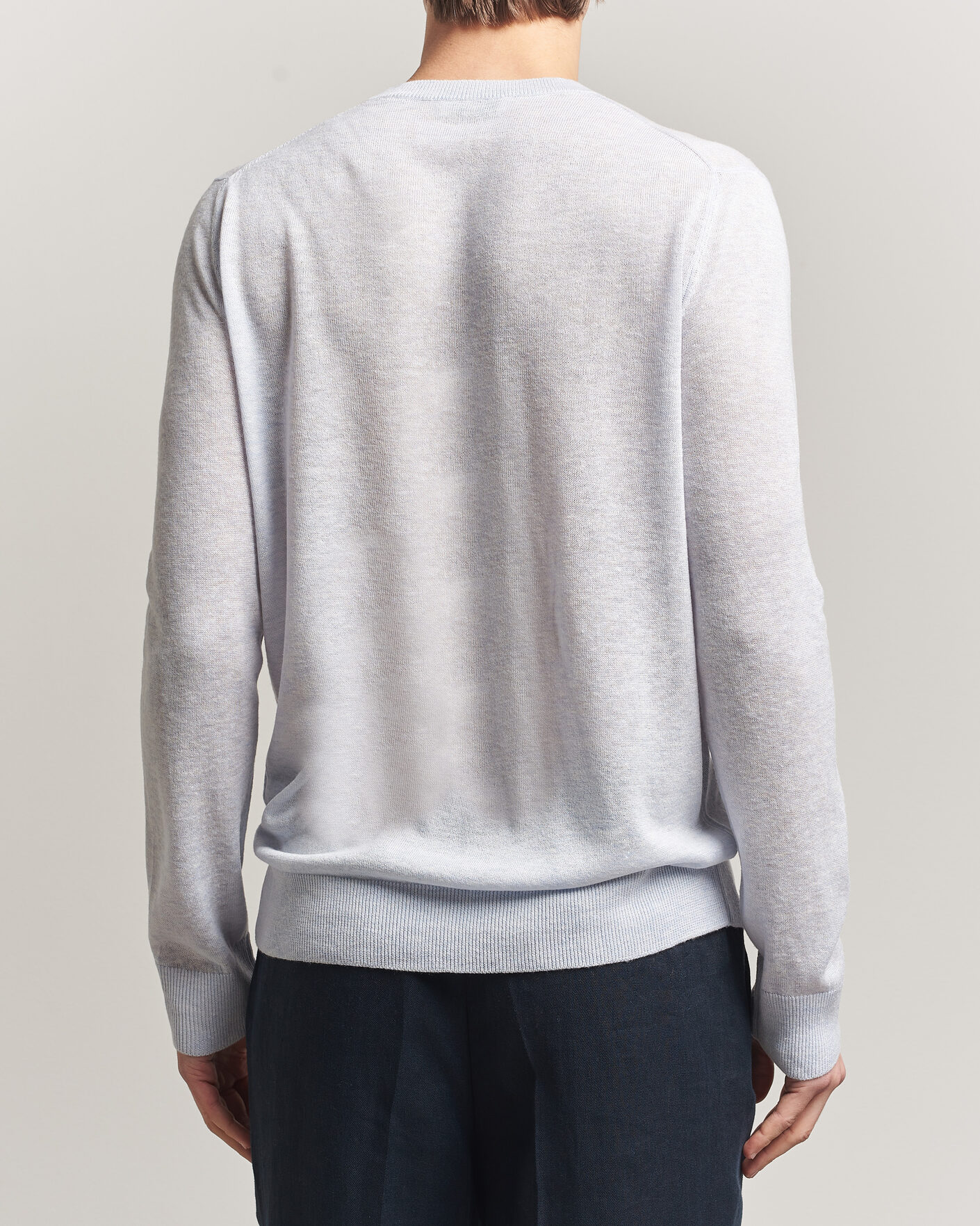 Hombres | Jerséis y prendas de punto | Piacenza Cashmere | Soft Silk/Cashmere Crew Neck Sky Blue