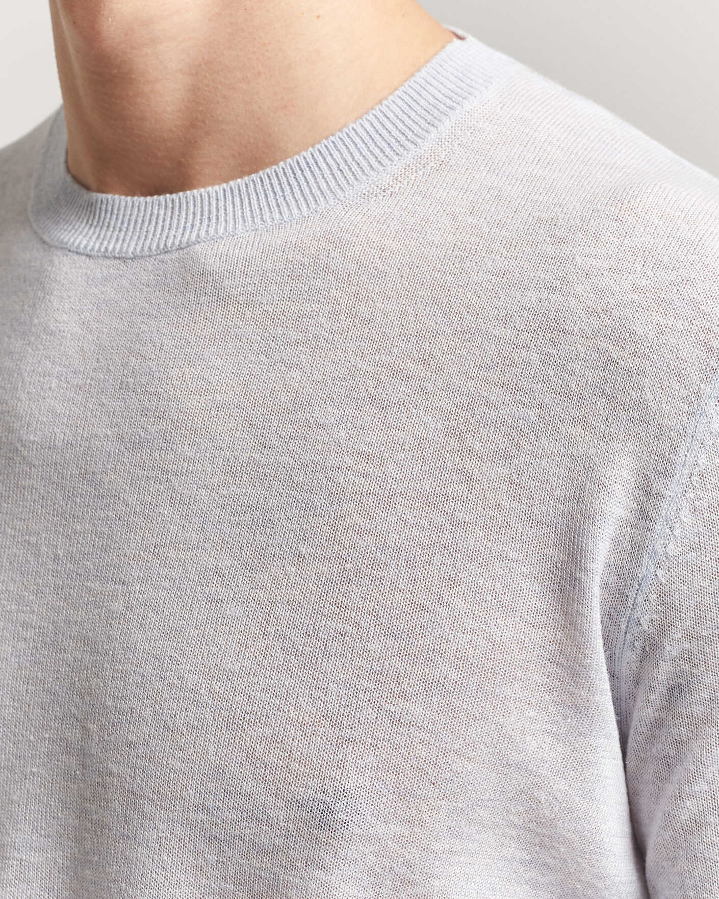 Hombres | Jerséis y prendas de punto | Piacenza Cashmere | Soft Silk/Cashmere Crew Neck  Sky Blue
