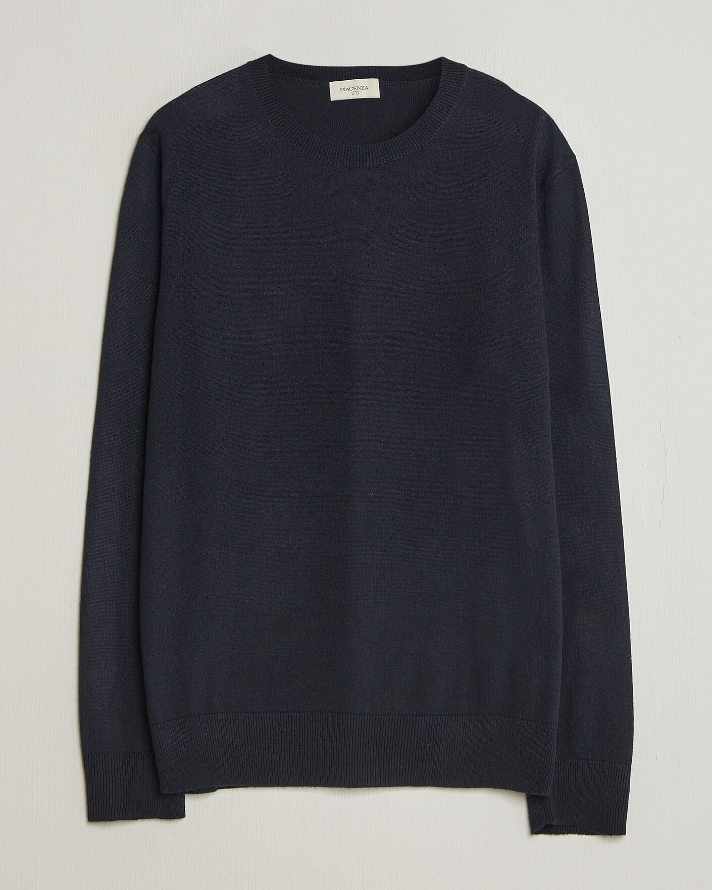Hombres | Jerséis y prendas de punto | Piacenza Cashmere | Soft Silk/Cashmere Crew Neck Navy