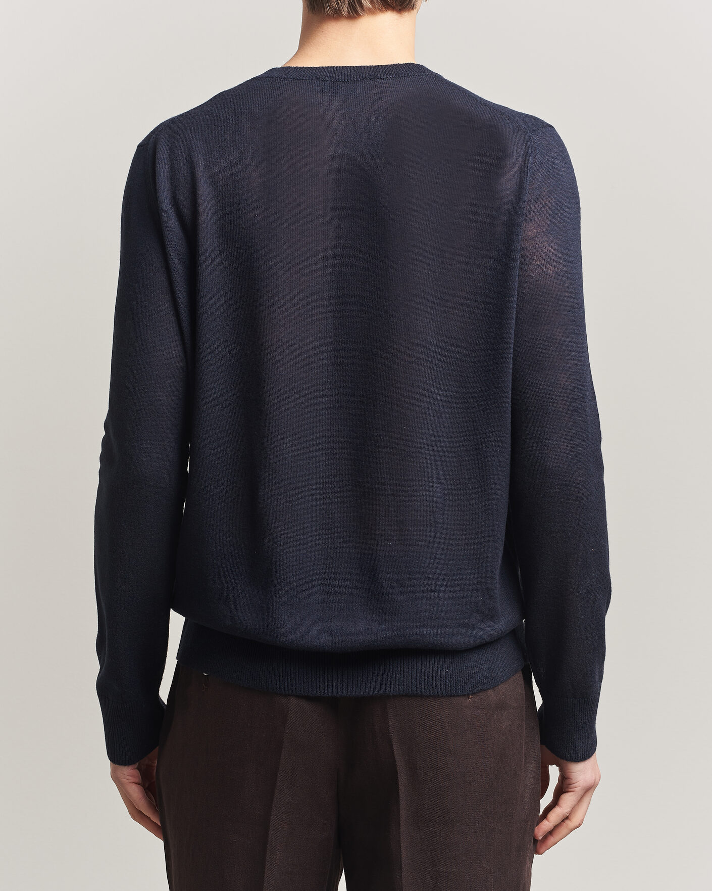 Hombres | Jerséis y prendas de punto | Piacenza Cashmere | Soft Silk/Cashmere Crew Neck Navy