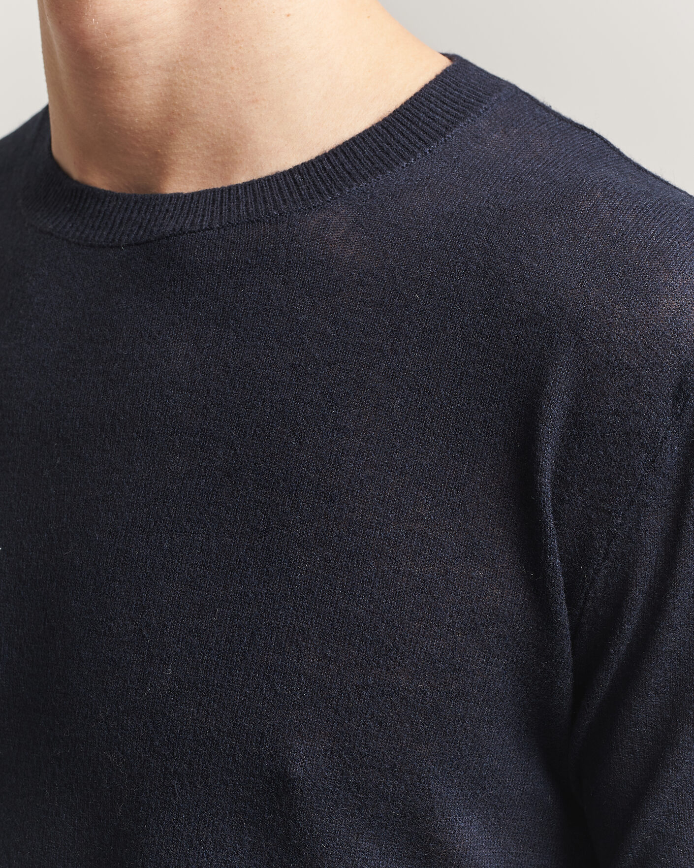 Hombres | Jerséis y prendas de punto | Piacenza Cashmere | Soft Silk/Cashmere Crew Neck Navy