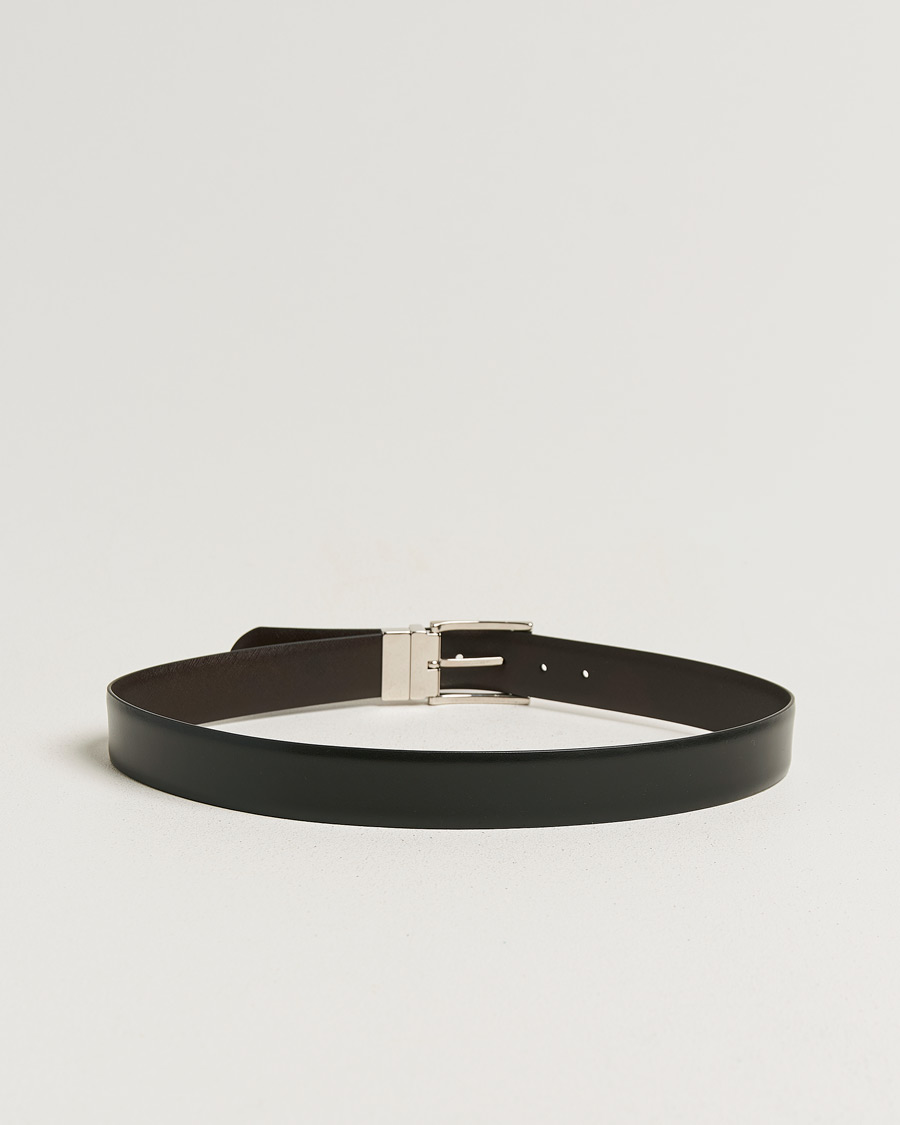 Hombres | Cinturones | Canali | Reversible Saffiano Belt Black/Brown