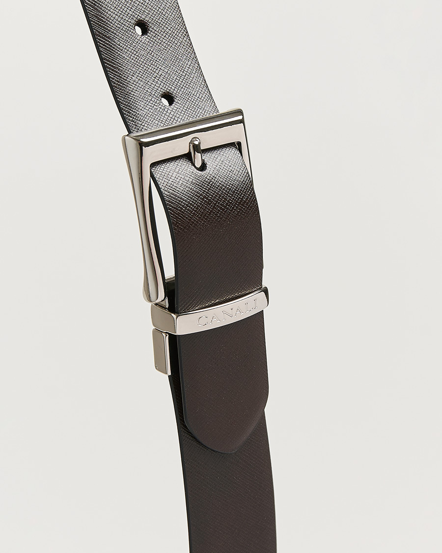 Hombres | Cinturones | Canali | Reversible Saffiano Belt Black/Brown