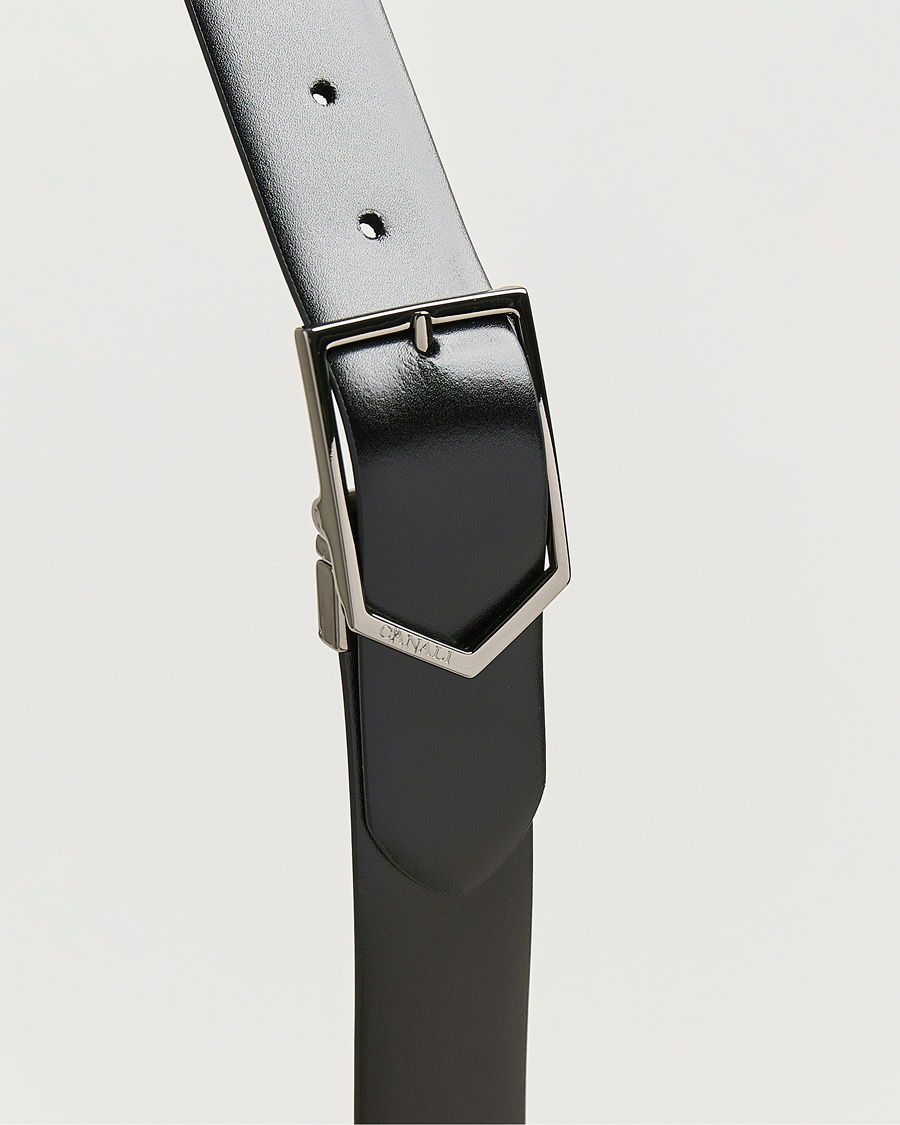 Hombres | Cinturones | Canali | Reversible Leather Belt Black/Brown