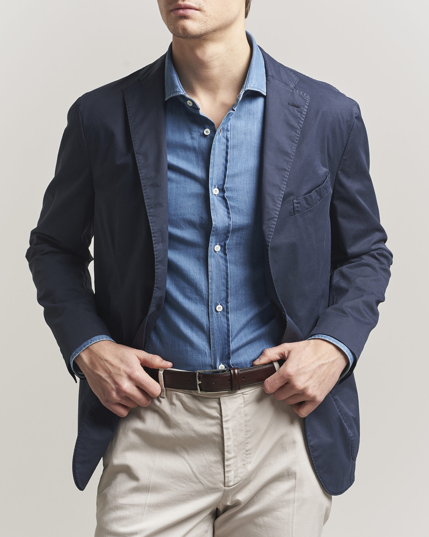 Hombres | Blazers | Boglioli | K Jacket Supima Cotton Blazer Navy