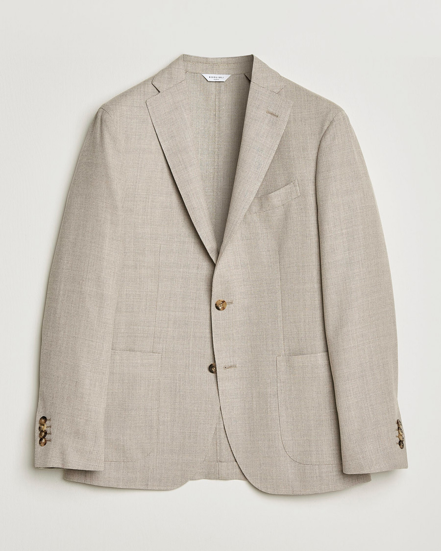 Hombres | Blazers | Boglioli | K Jacket Wool Hopsack Blazer Light Beige