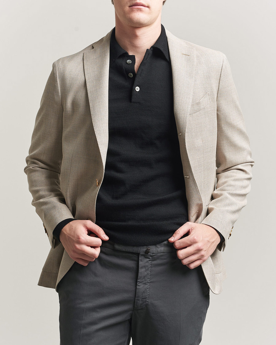 Hombres | Blazers | Boglioli | K Jacket Wool Hopsack Blazer Light Beige