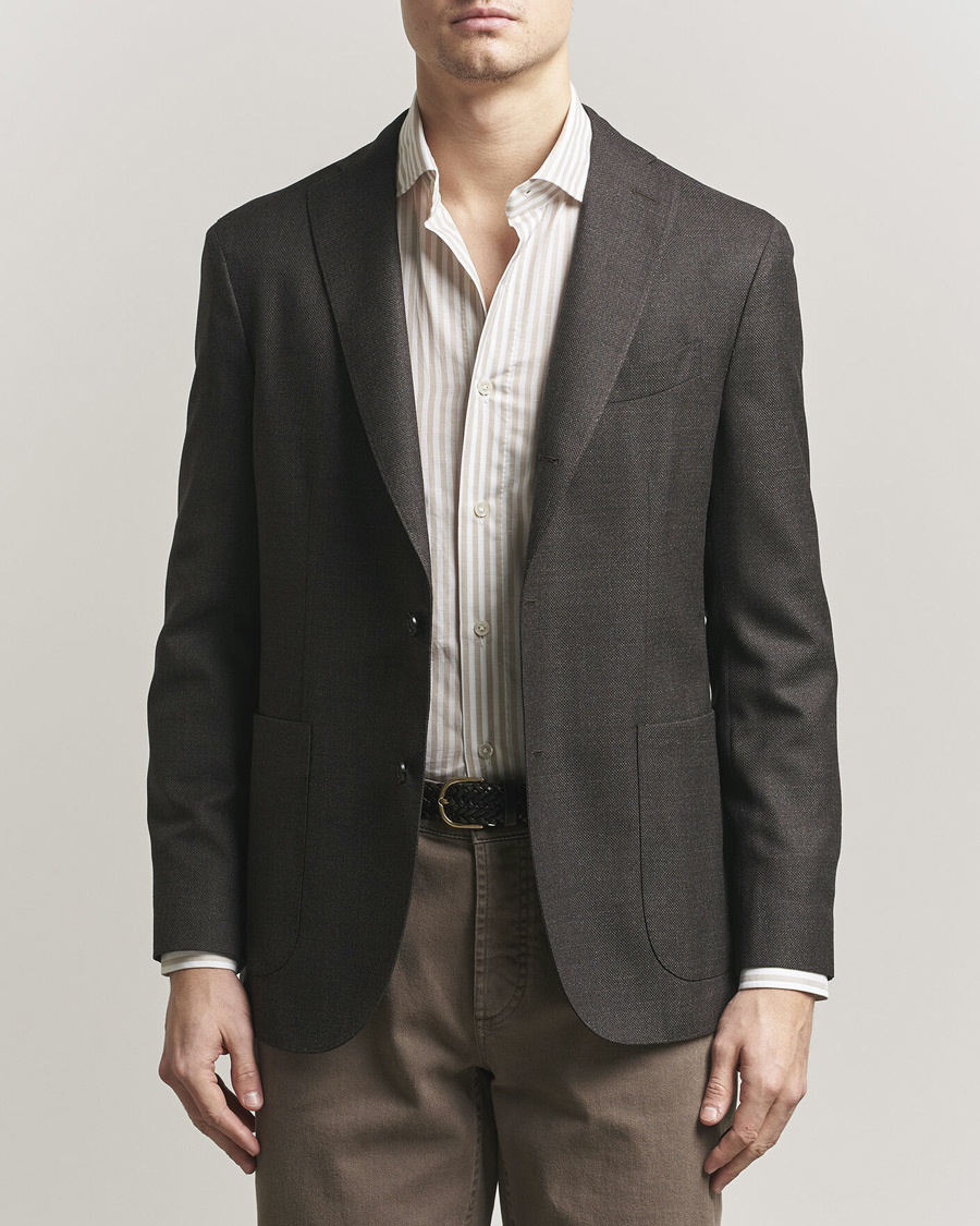 Hombres | Blazers | Boglioli | K Jacket Wool Hopsack Blazer Dark Brown