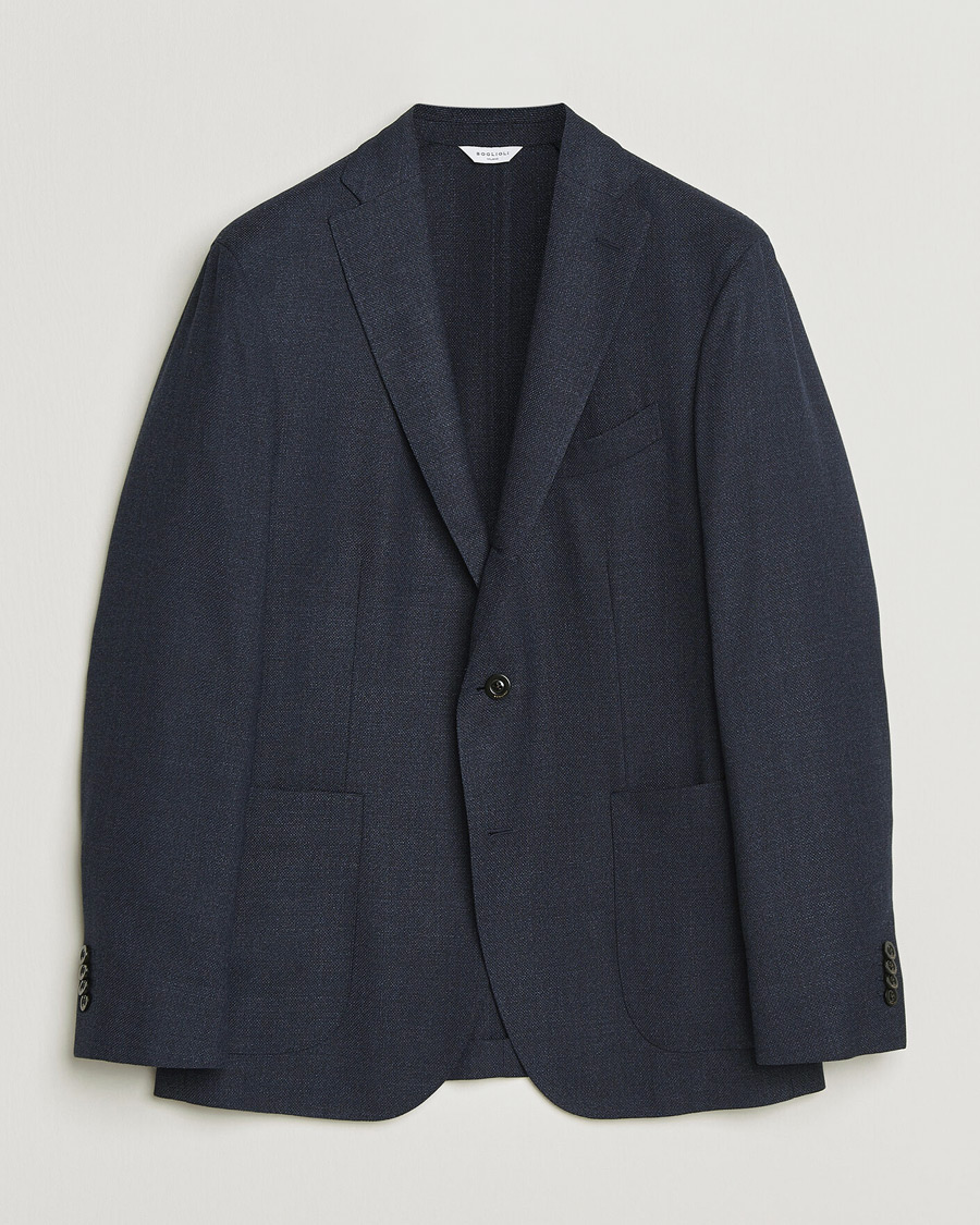Hombres | Blazers | Boglioli | K Jacket Wool Hopsack Blazer Dark Blue