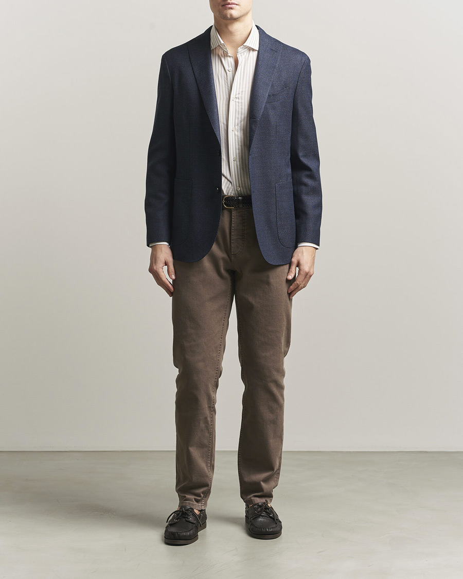 Hombres | Blazers | Boglioli | K Jacket Wool Hopsack Blazer Dark Blue