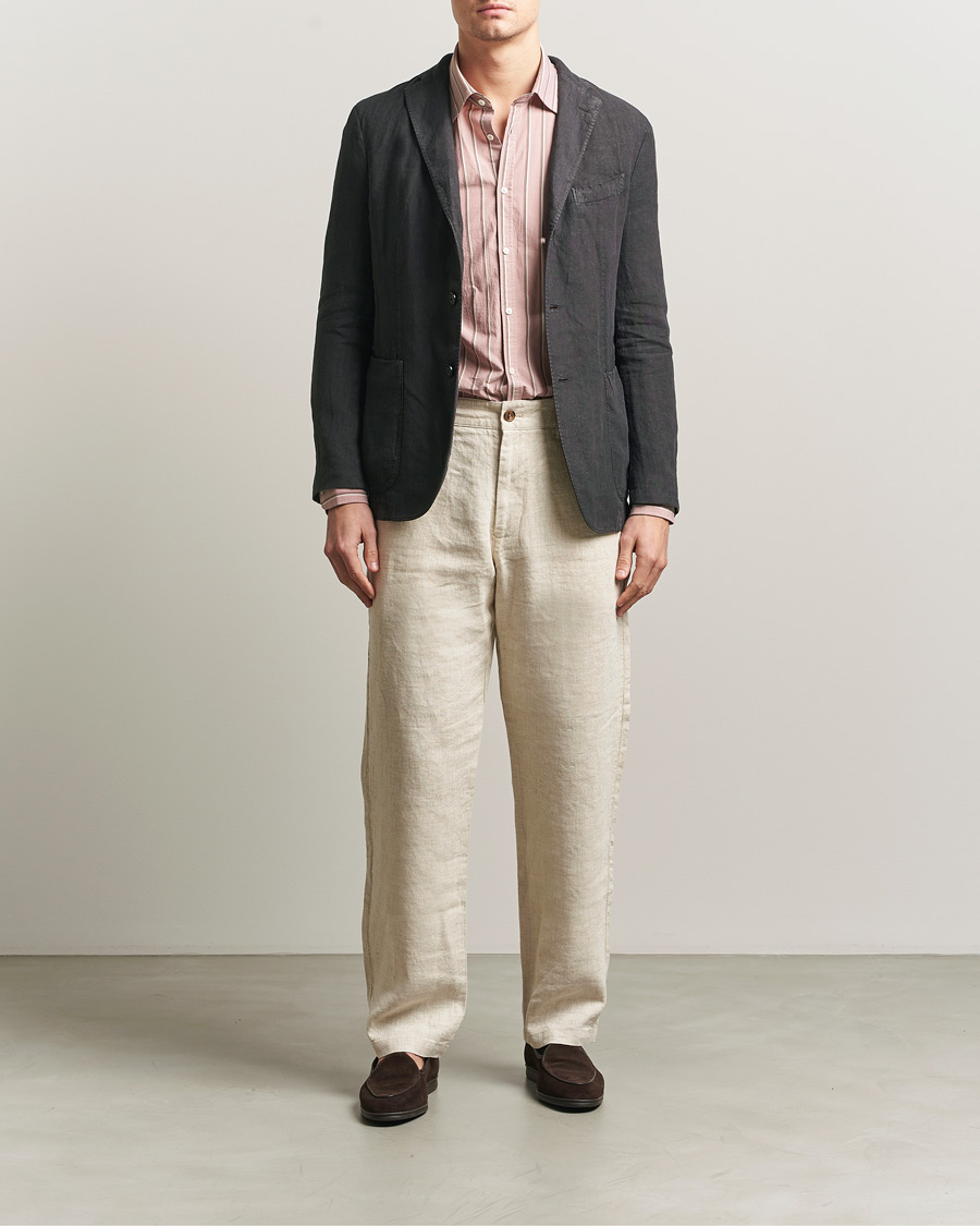 Hombres | Blazers | Boglioli | K Jacket Linen Blazer Dark Brown