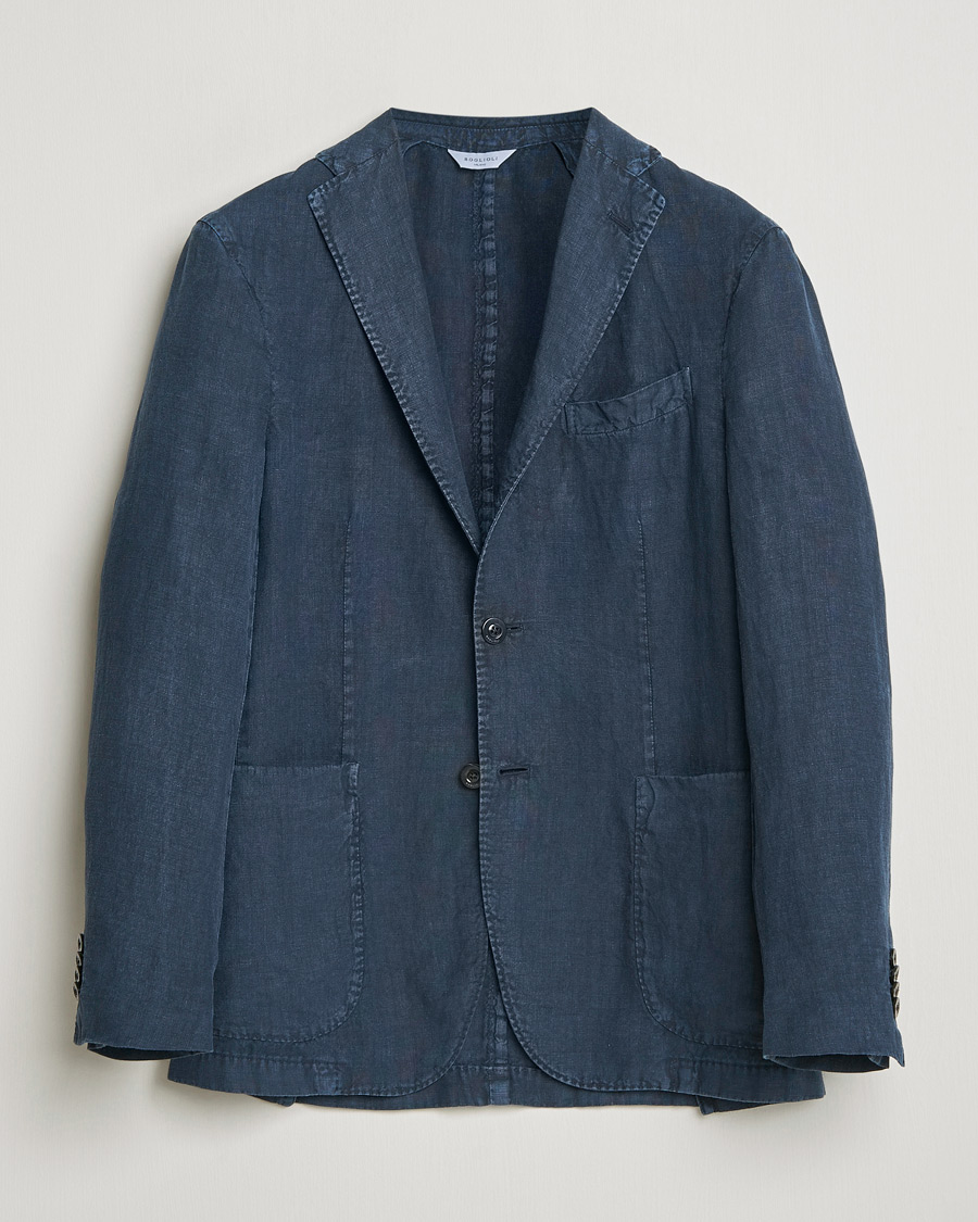 Hombres | Blazers | Boglioli | K Jacket Linen Blazer Navy