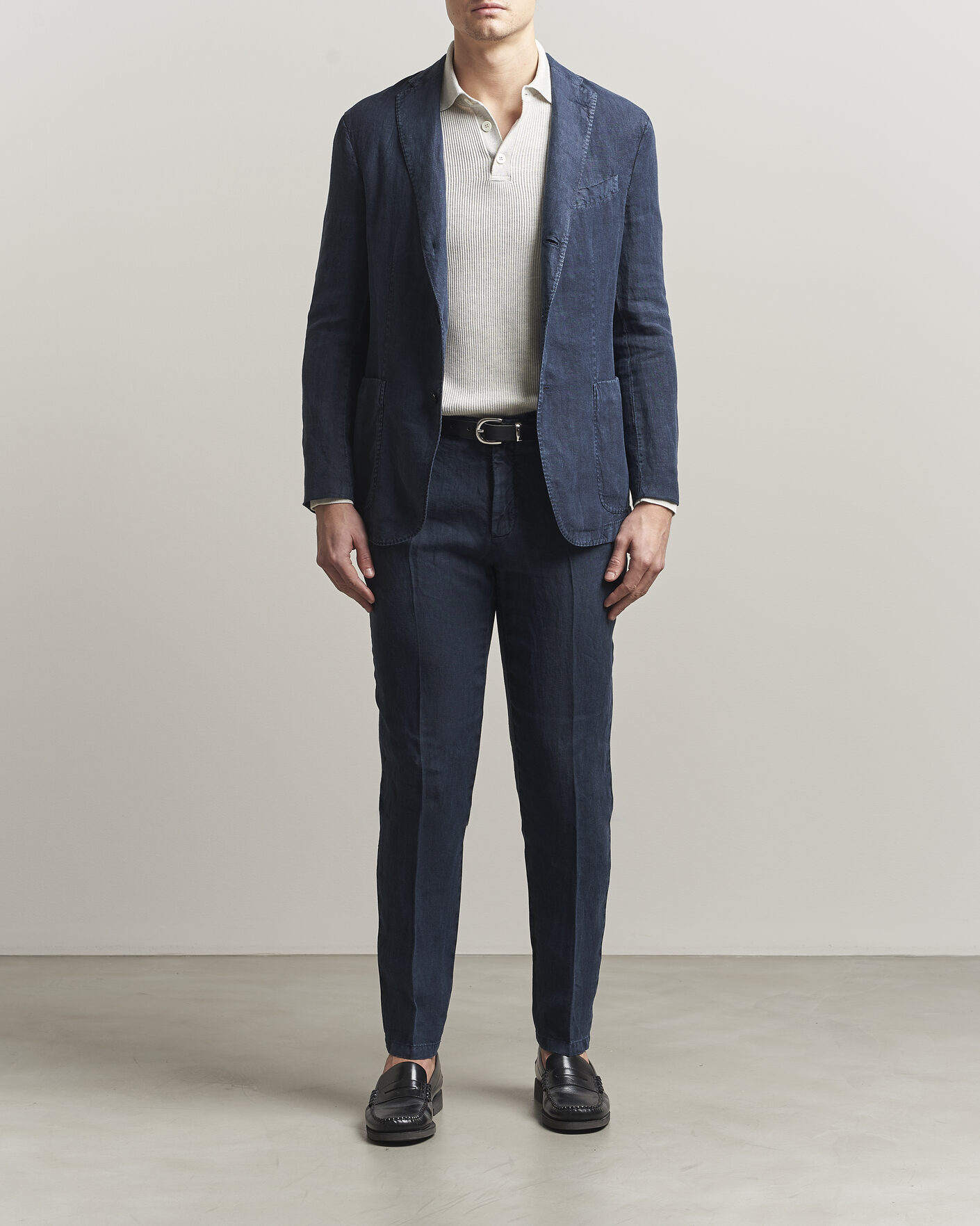 Hombres | Trajes | Boglioli | K Jacket Linen Suit Navy