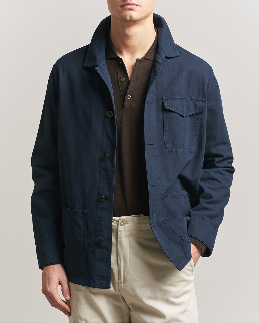 Hombres | Abrigos y chaquetas | Boglioli | Cotton Gabardine Work Jacket Navy